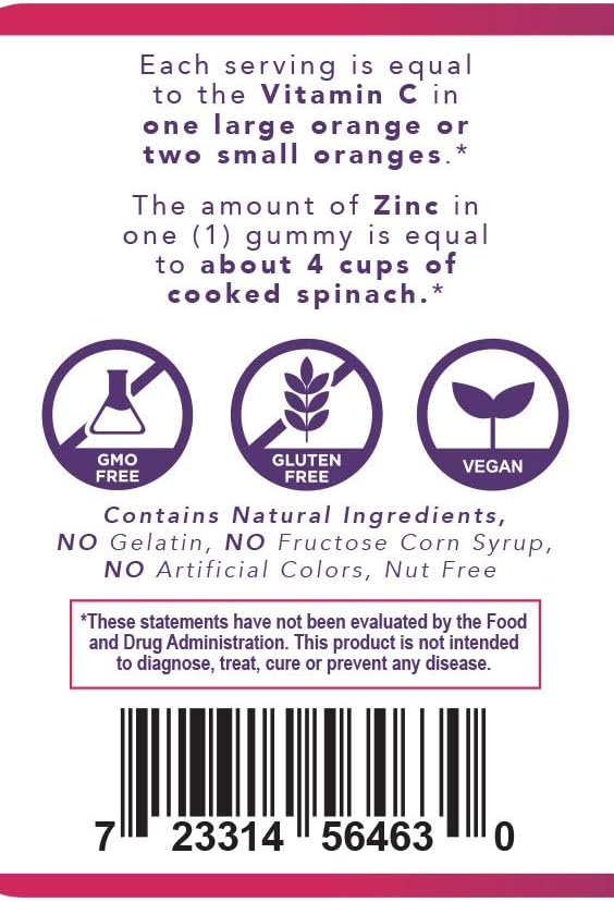 Natural Elderberry Immunity Support Gummies for Kids with Vitamin C & Zinc - Gluten Free, Vegetarian - 60 Gummies