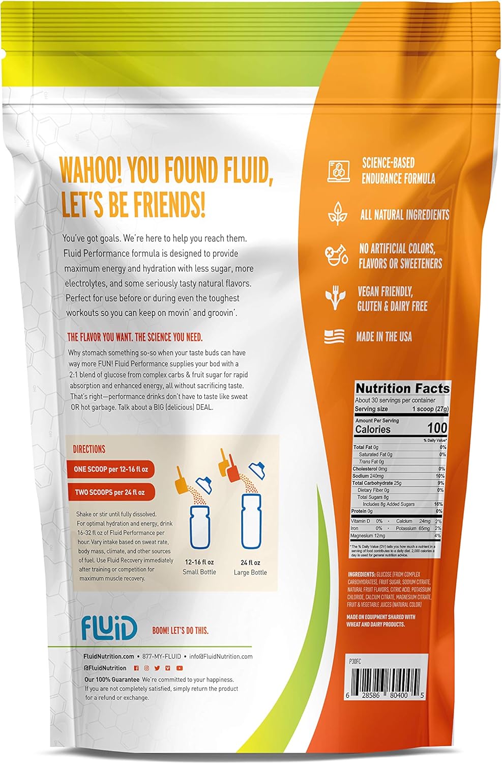 Natural Endurance Fuel Sports Drink Mix - Low Sugar, Gluten-Free with Electrolytes for Exercise - Fresh Citrus Flavor, 30 Servings