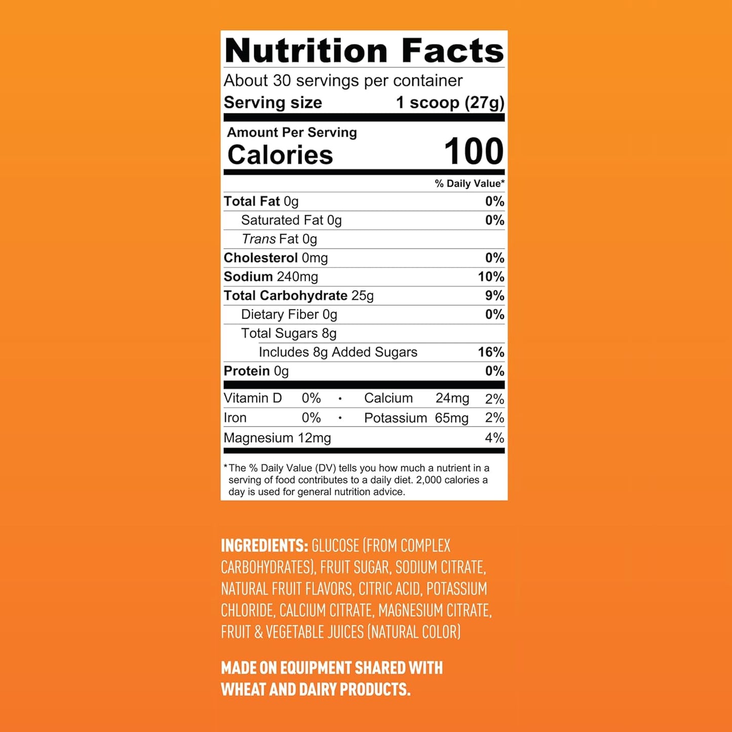 Natural Endurance Fuel Sports Drink Mix - Low Sugar, Gluten-Free with Electrolytes for Exercise - Fresh Citrus Flavor, 30 Servings