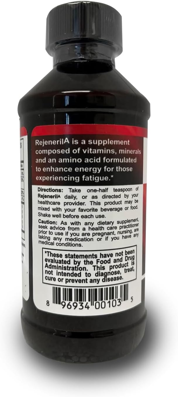 Natural Energy Boost Liquid Supplement with Alpha Lipoic Acid & Vitamins for Maximum Absorption - Rejeneril-A Blend (4 oz)