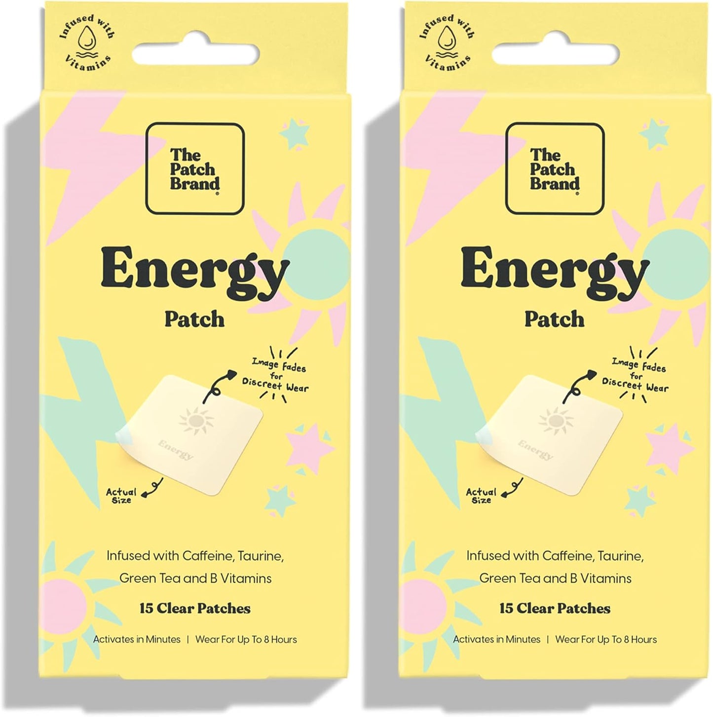 Natural Energy Boost Patches | Infused with Caffeine and B Vitamins | Plant-Based, Long-Lasting Water Resistant Patch