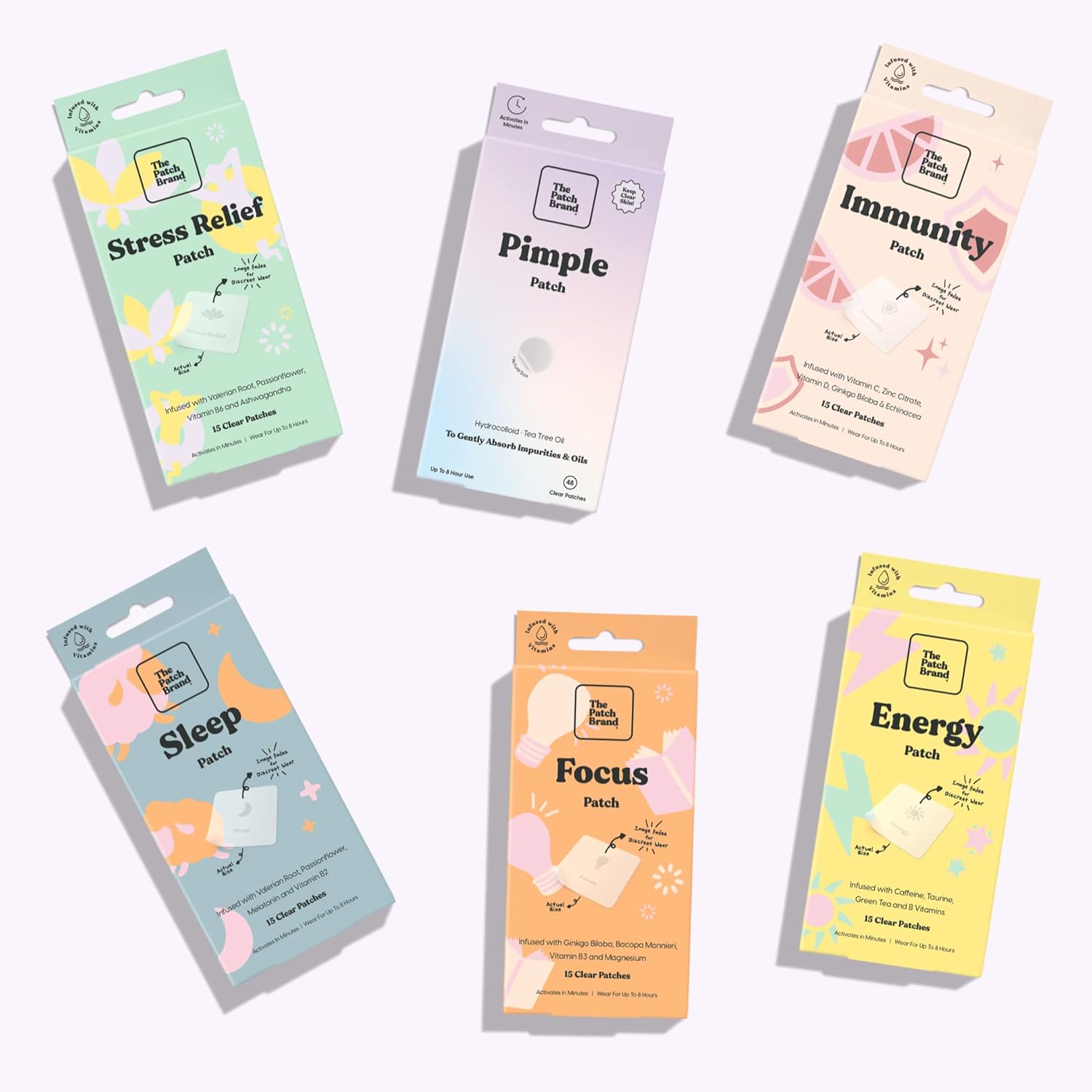 Natural Energy Boost Patches | Infused with Caffeine and B Vitamins | Plant-Based, Long-Lasting Water Resistant Patch