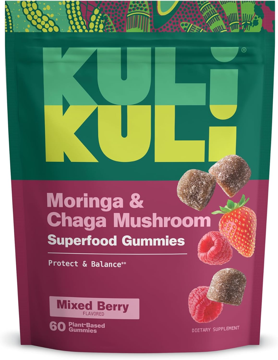 Natural Energy Boosting Moringa Gummies - Caffeine-Free Energy Supplements - 60 Non-GMO, Gluten-Free Gummies by Kuli Kuli