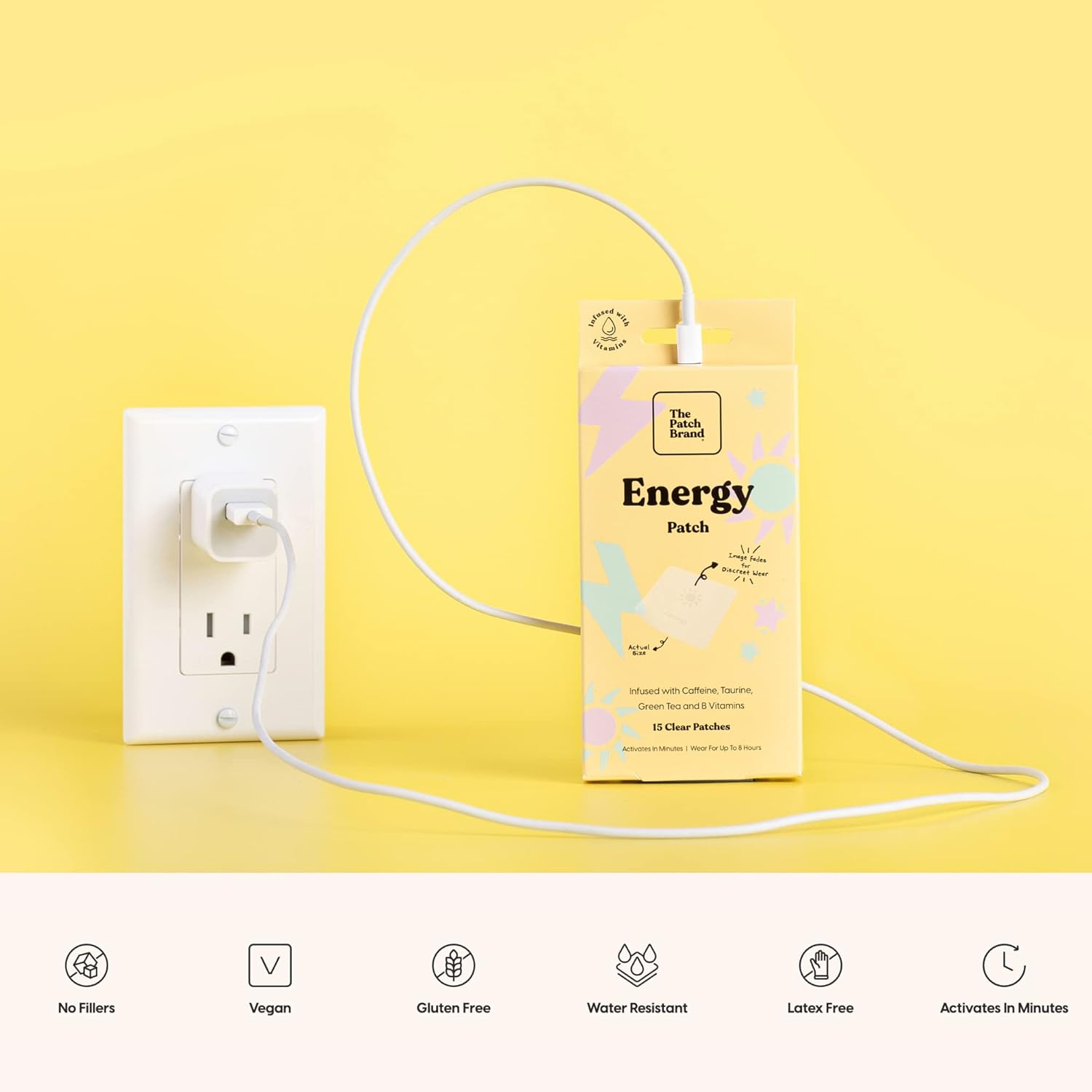 Natural Energy Patches with Caffeine, B5, and B3 | Plant-Based, Cruelty-Free, Water-Resistant | Long-Lasting Energy Support