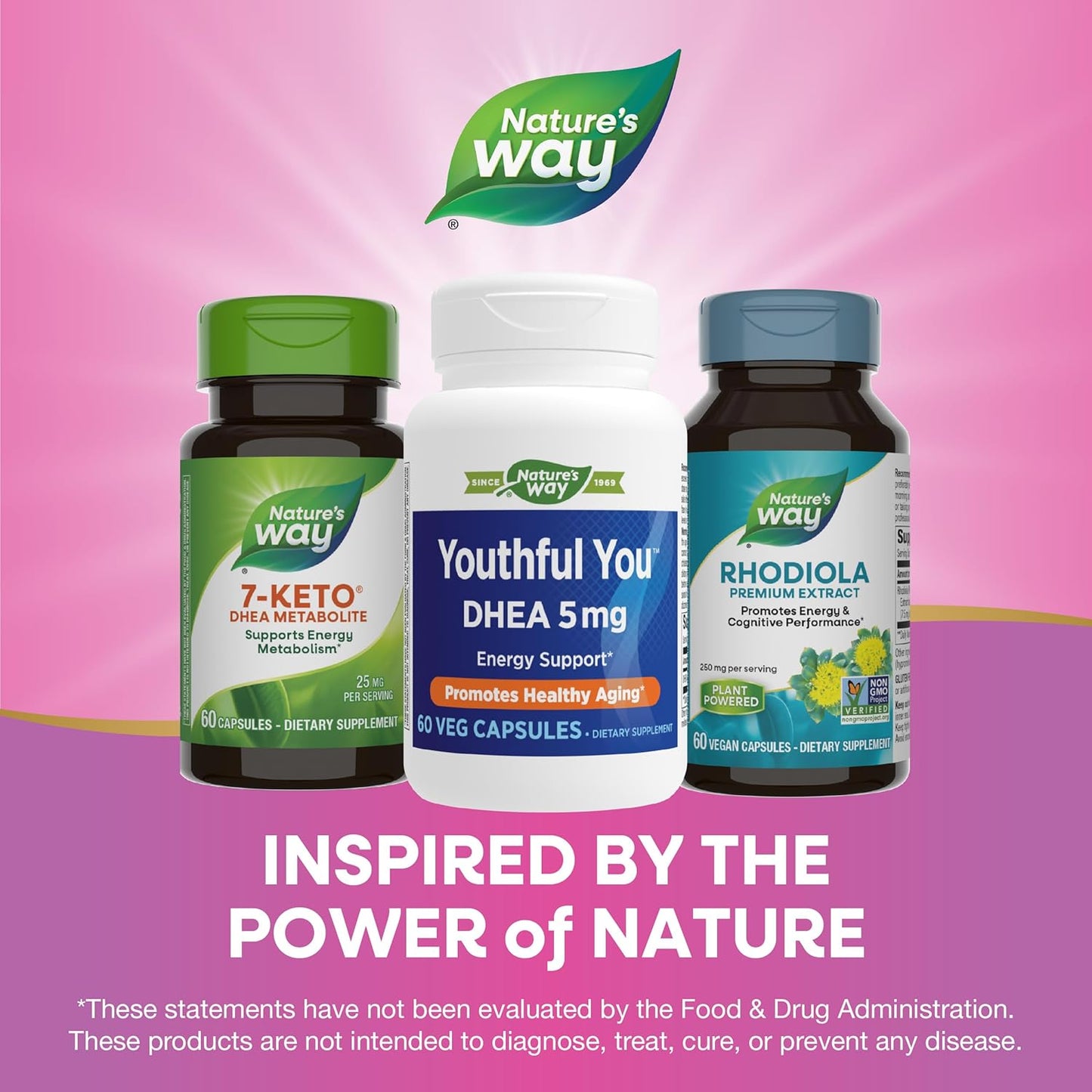 Natural Energy Support & Healthy Aging with Nature's Way Youthful You DHEA 5 mg Supplement - Gluten Free - 60 Capsules