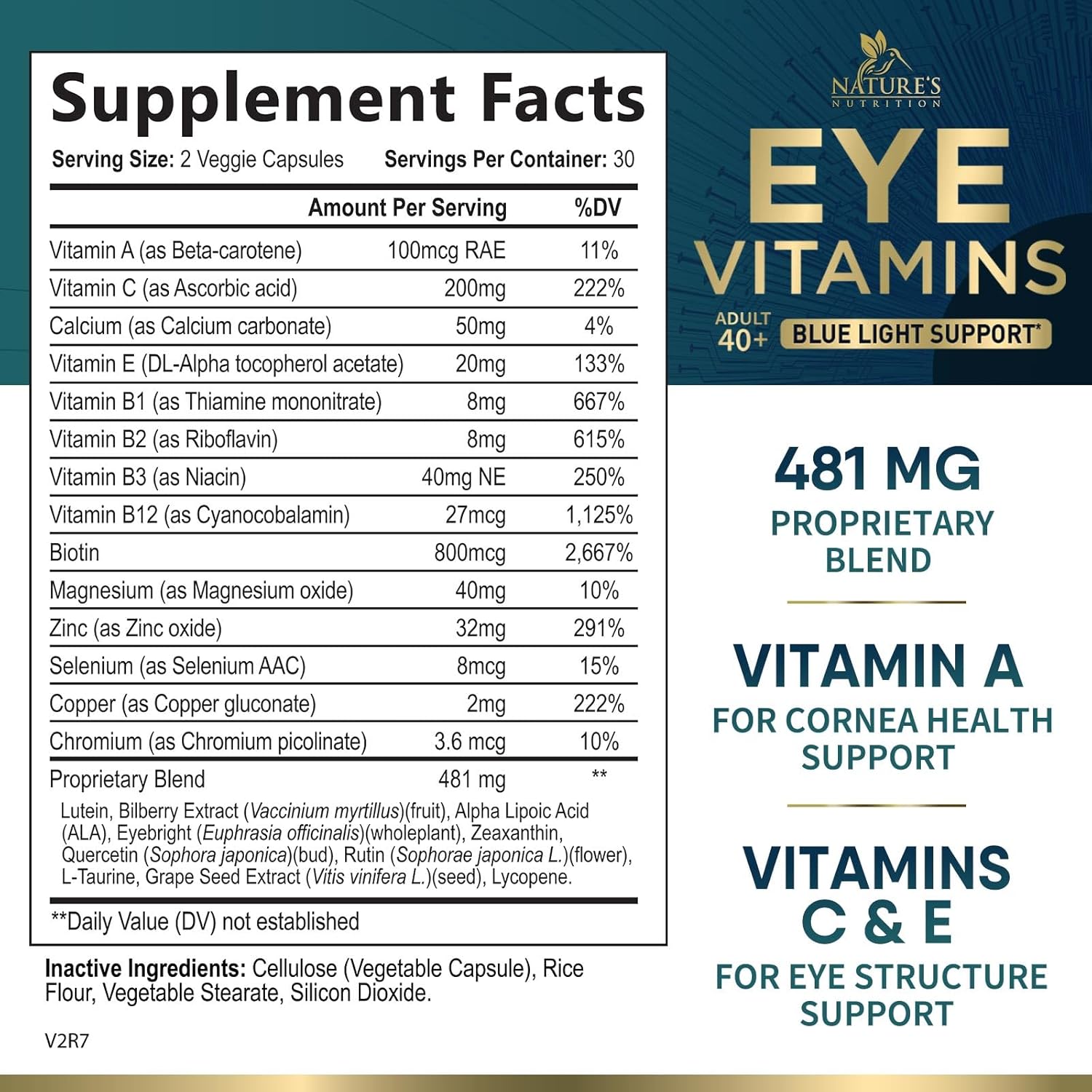 Natural Eye Health Supplement with Lutein, Zinc, Vitamins C & E - Supports Vision, Macular Health, & Dry Eyes - 60 Capsules - BoostGo Australia