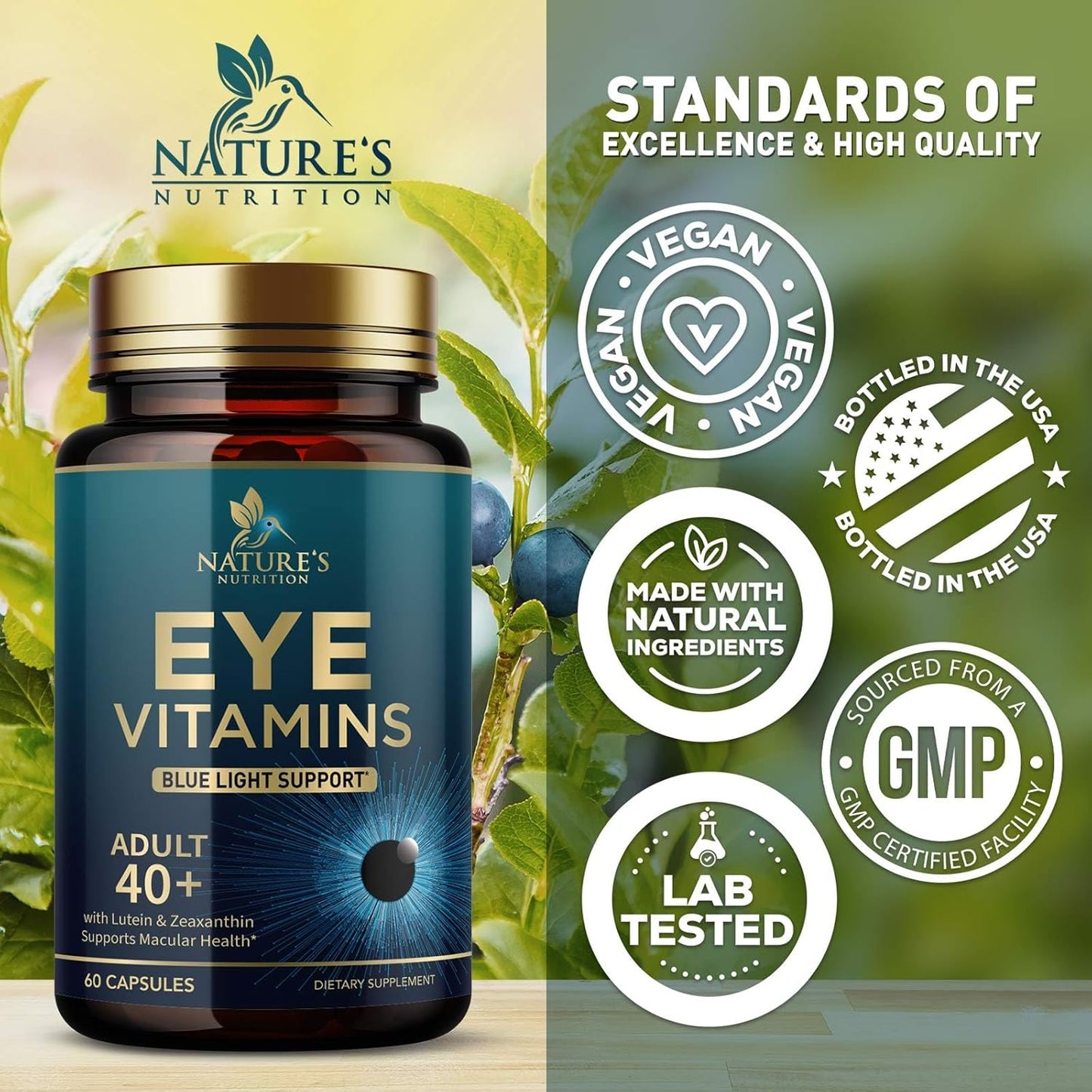 Natural Eye Health Supplement with Lutein, Zinc, Vitamins C & E - Supports Vision, Macular Health, & Dry Eyes - 60 Capsules - BoostGo Australia
