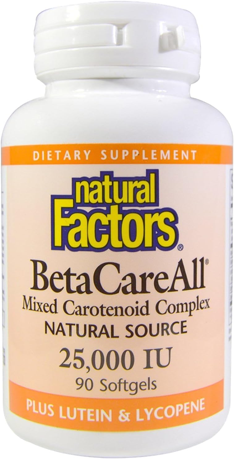 Natural Factors BetaCareAll 25,000 IU Softgels for Skin, Vision, and Immune Support - 90 Count