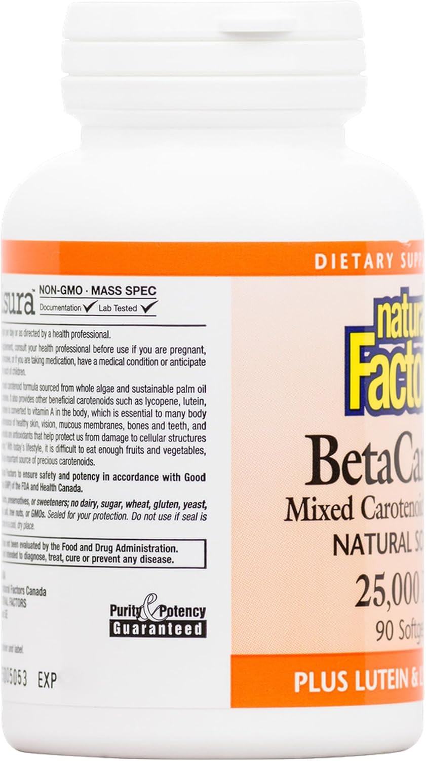 Natural Factors BetaCareAll 25,000 IU Softgels for Skin, Vision, and Immune Support - 90 Count