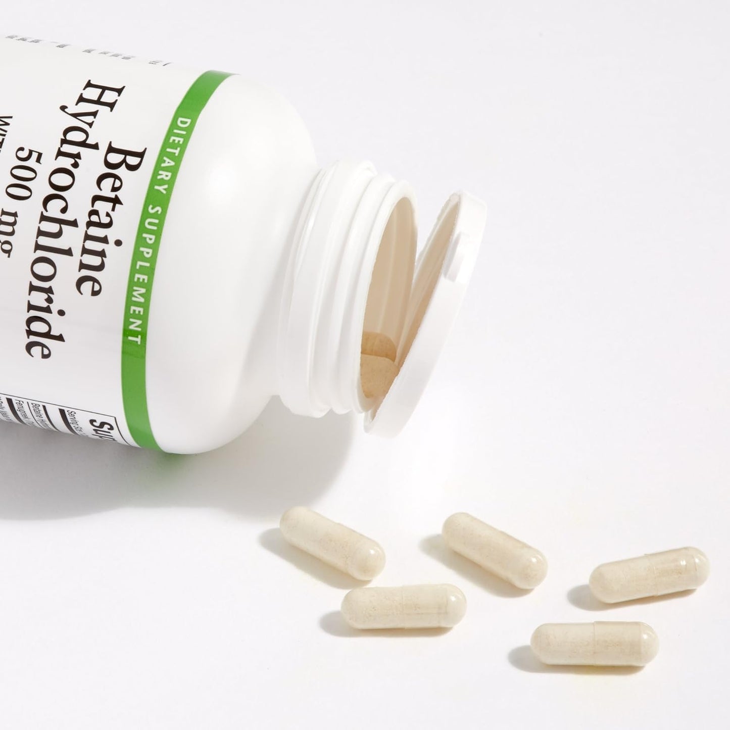 Natural Factors Betaine HCL 500mg Capsules for Healthy Digestion & Microbiome - 180 Servings