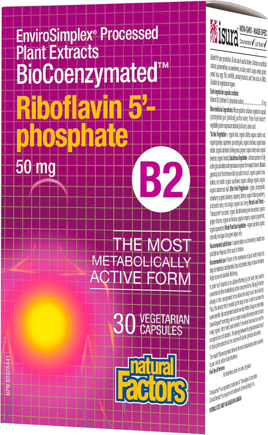 Natural Factors BioCoenzymated Riboflavin 5'-Phosphate 50mg in 30 VegCaps