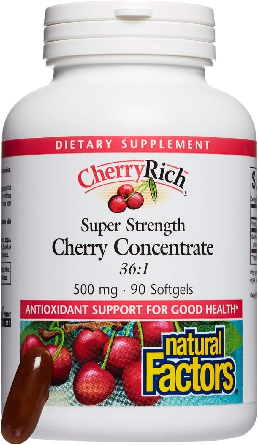 Natural Factors CherryRich Super Strength Cherry Concentrate Softgels - Antioxidant Support for Joints - 90 Servings
