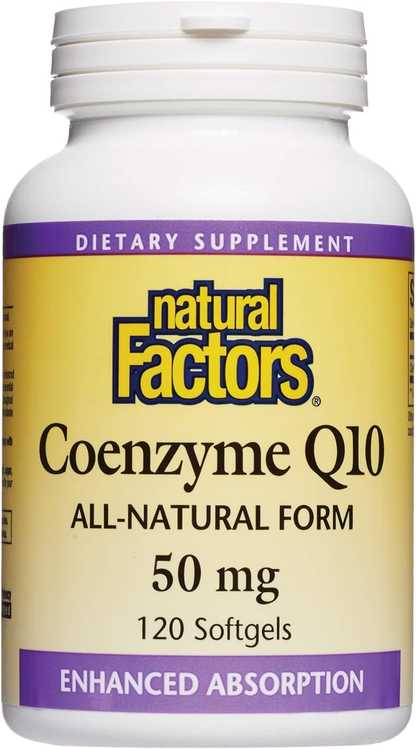 Natural Factors Coenzyme Q10 50mg Softgels - Energy, Heart, Antioxidant Support - Gluten Free - 120 Servings - BoostGo Australia