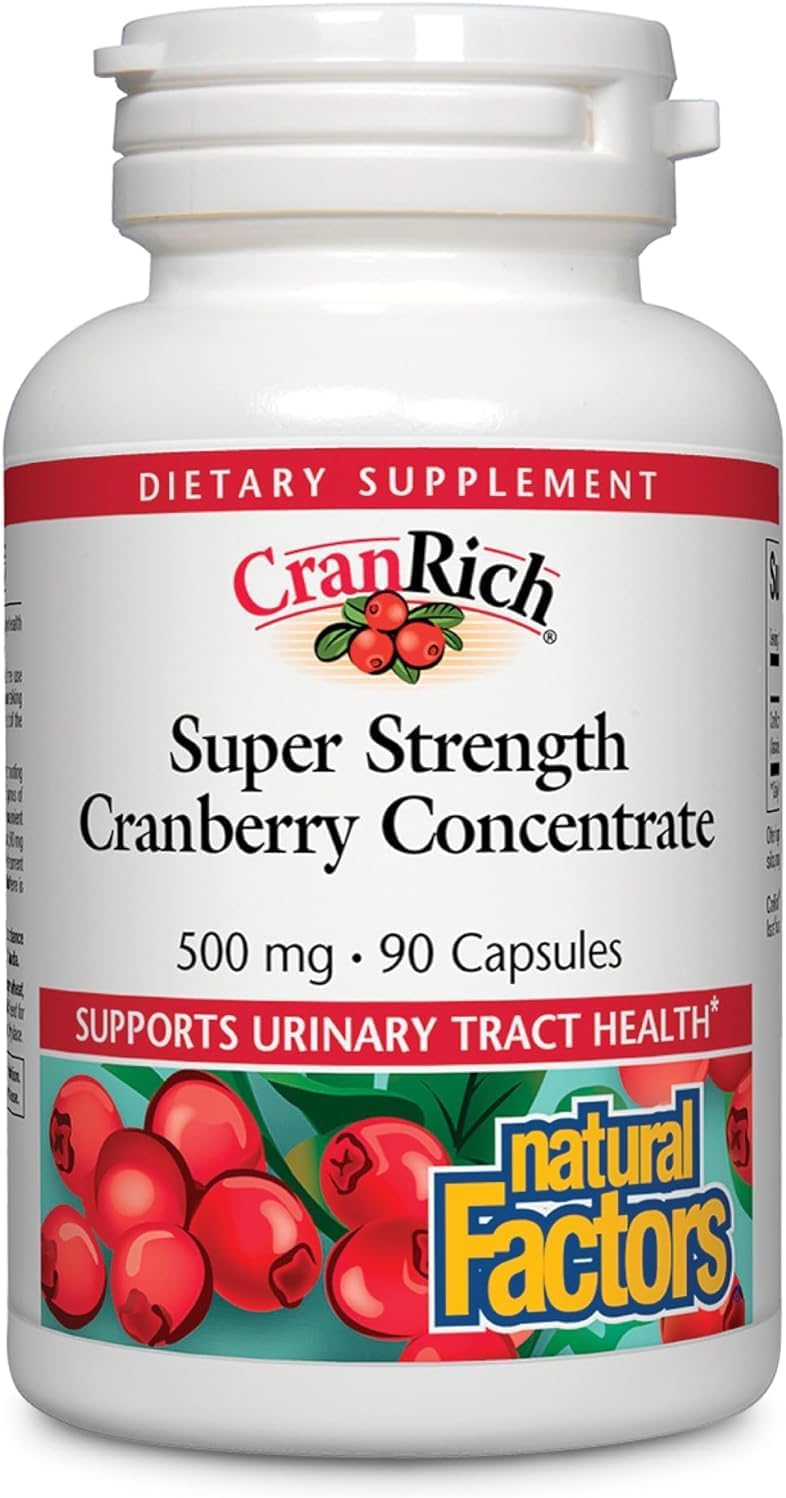 Natural Factors CranRich Super Strength Cranberry Concentrate Capsules - Antioxidant Supplement for Urinary Tract Support - Non-GMO - 90 Count