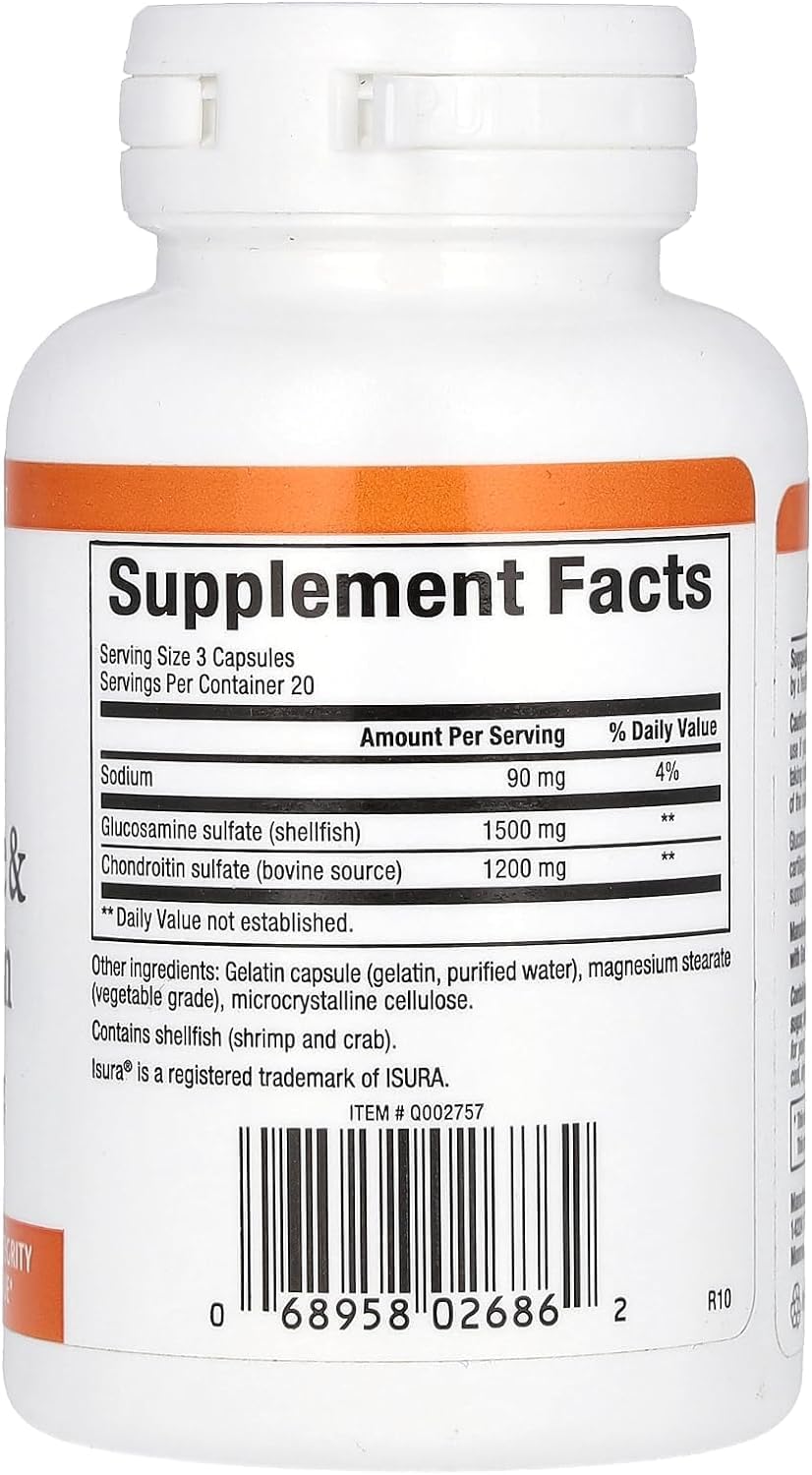 Natural Factors Glucosamine & Chondroitin Capsules for Healthy Joints & Connective Tissue - 60 Count