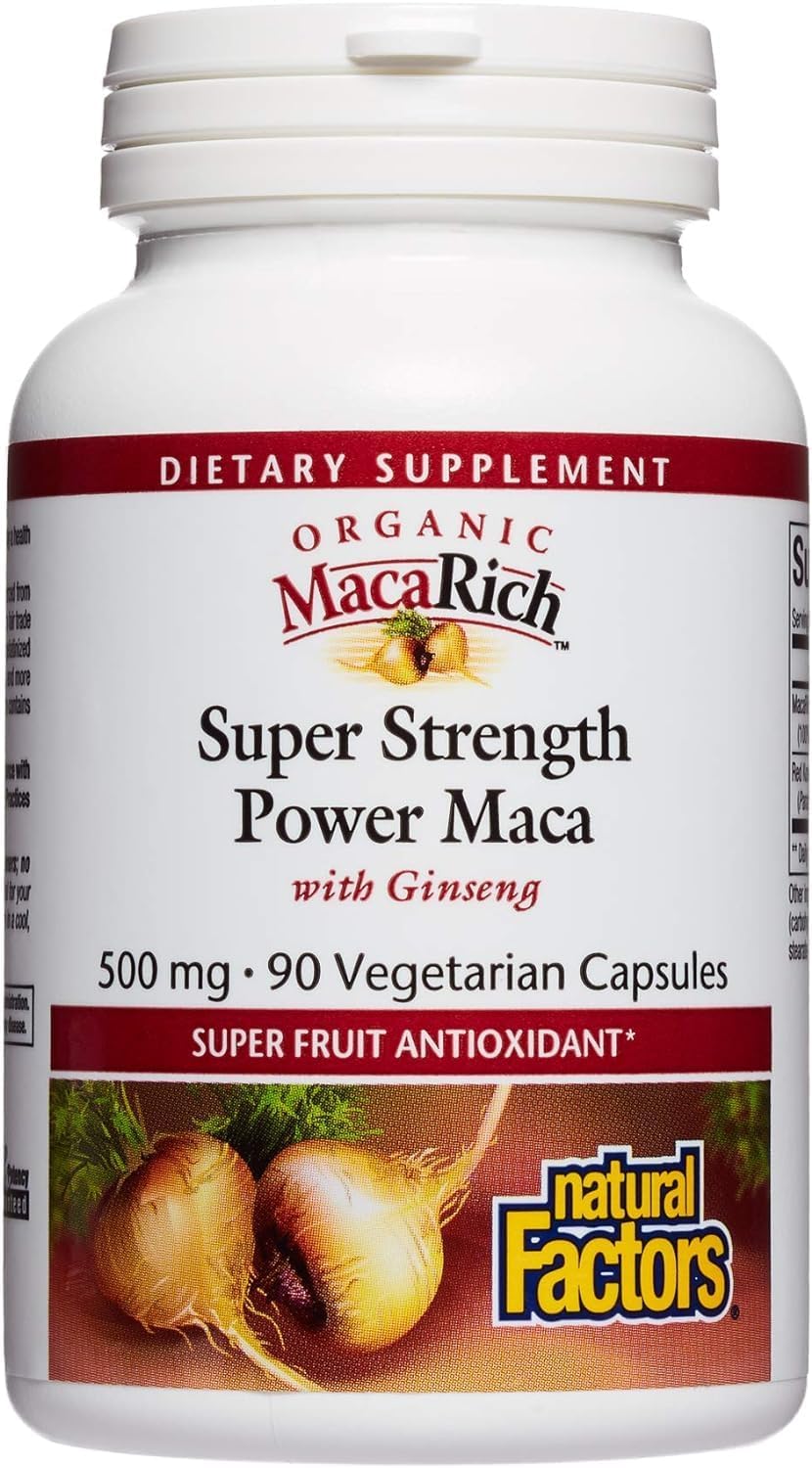 Natural Factors MacaRich Super Strength Power Maca with Ginseng, 90 Capsules