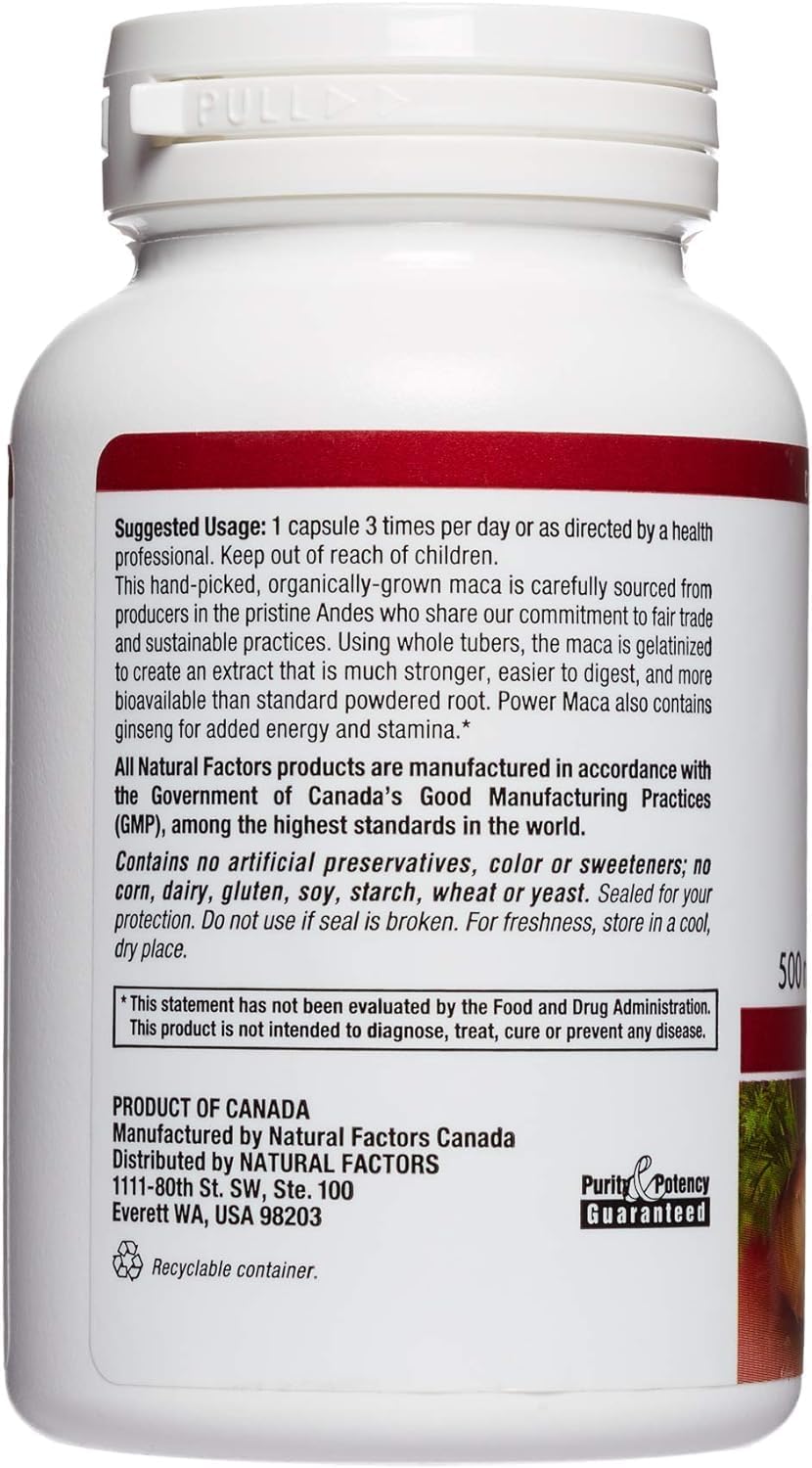 Natural Factors MacaRich Super Strength Power Maca with Ginseng, 90 Capsules