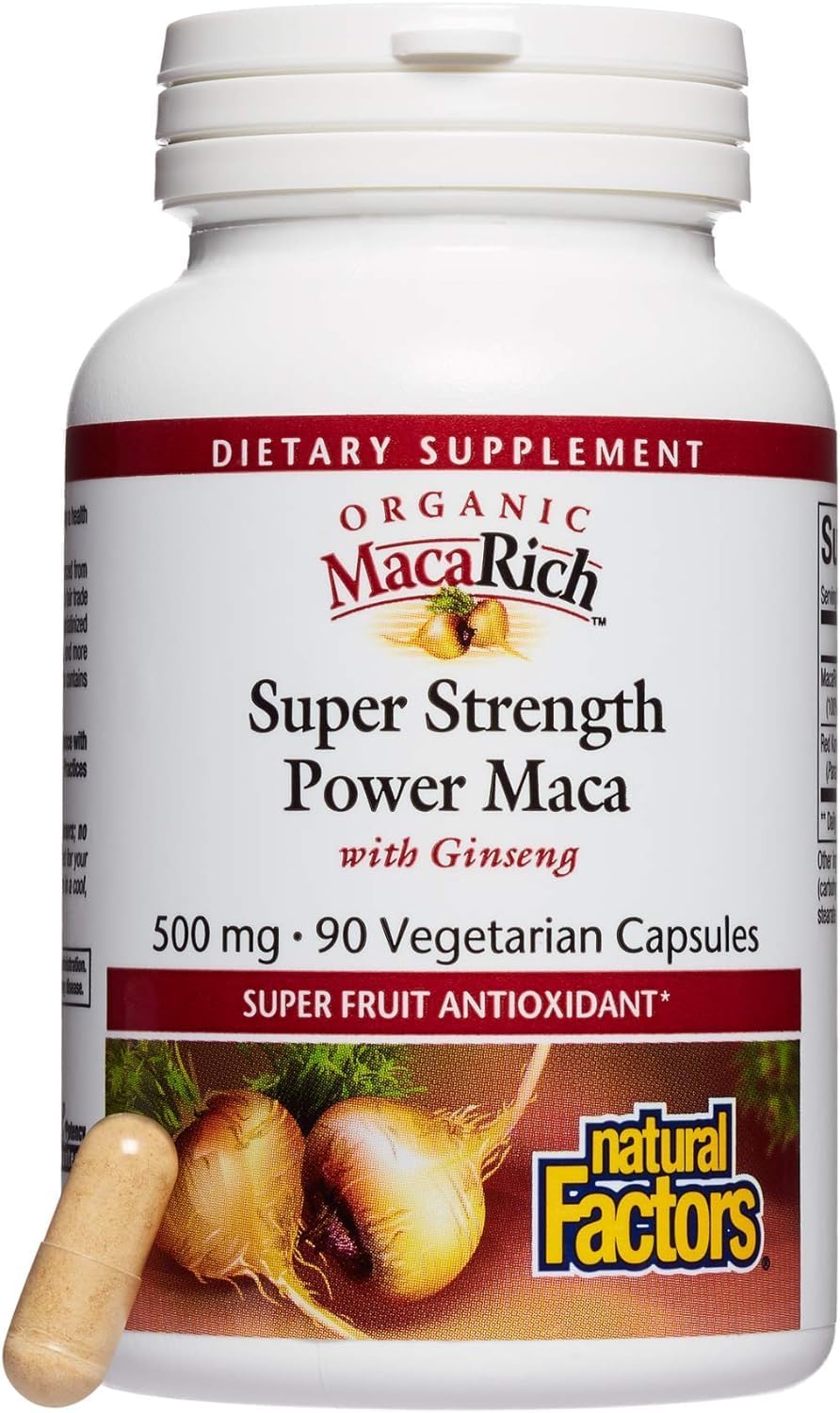 Natural Factors MacaRich Super Strength Power Maca with Ginseng, 90 Capsules