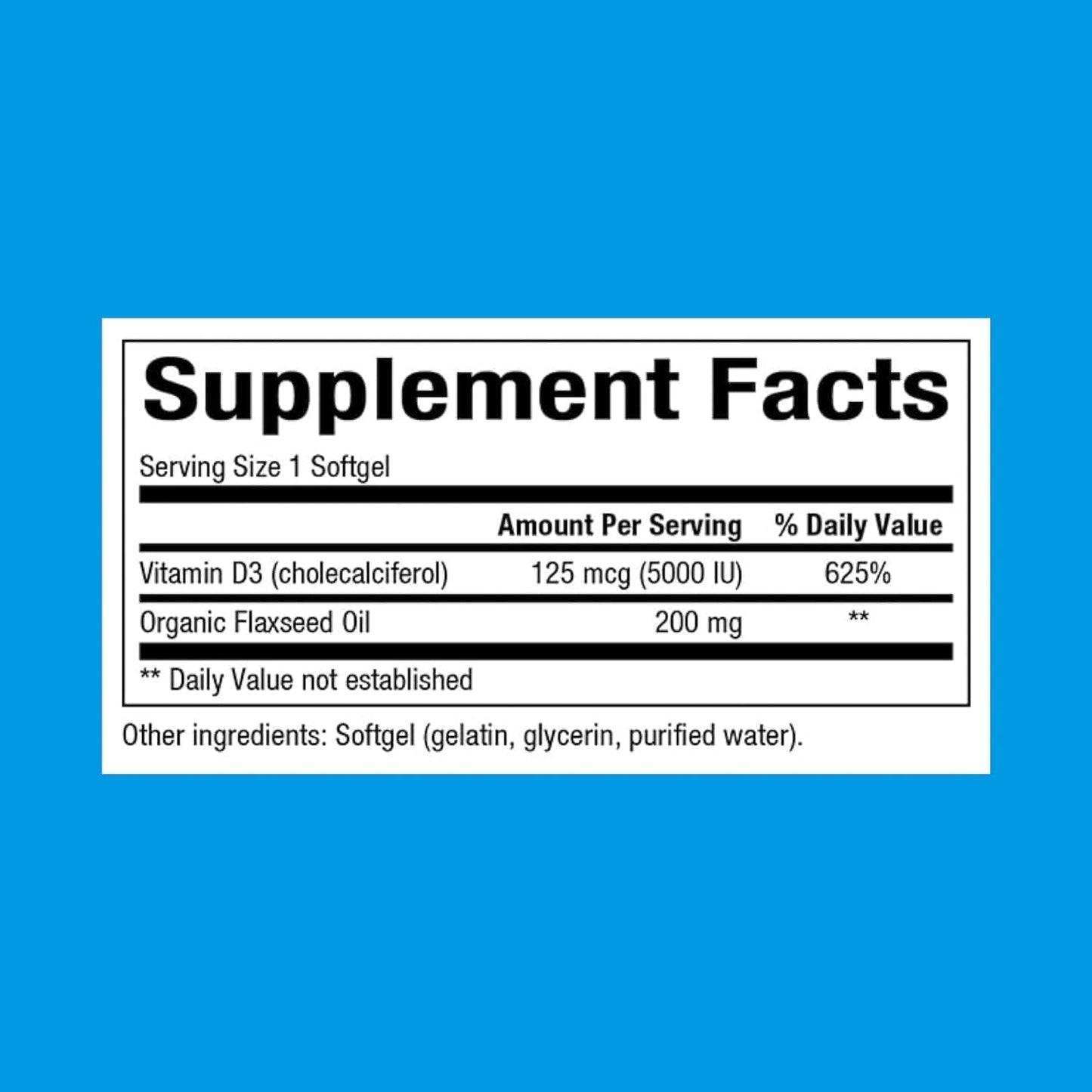 Natural Factors Vitamin D3 5000 IU Softgels - Boosts Bone, Muscle, and Immune Health - 360 Count