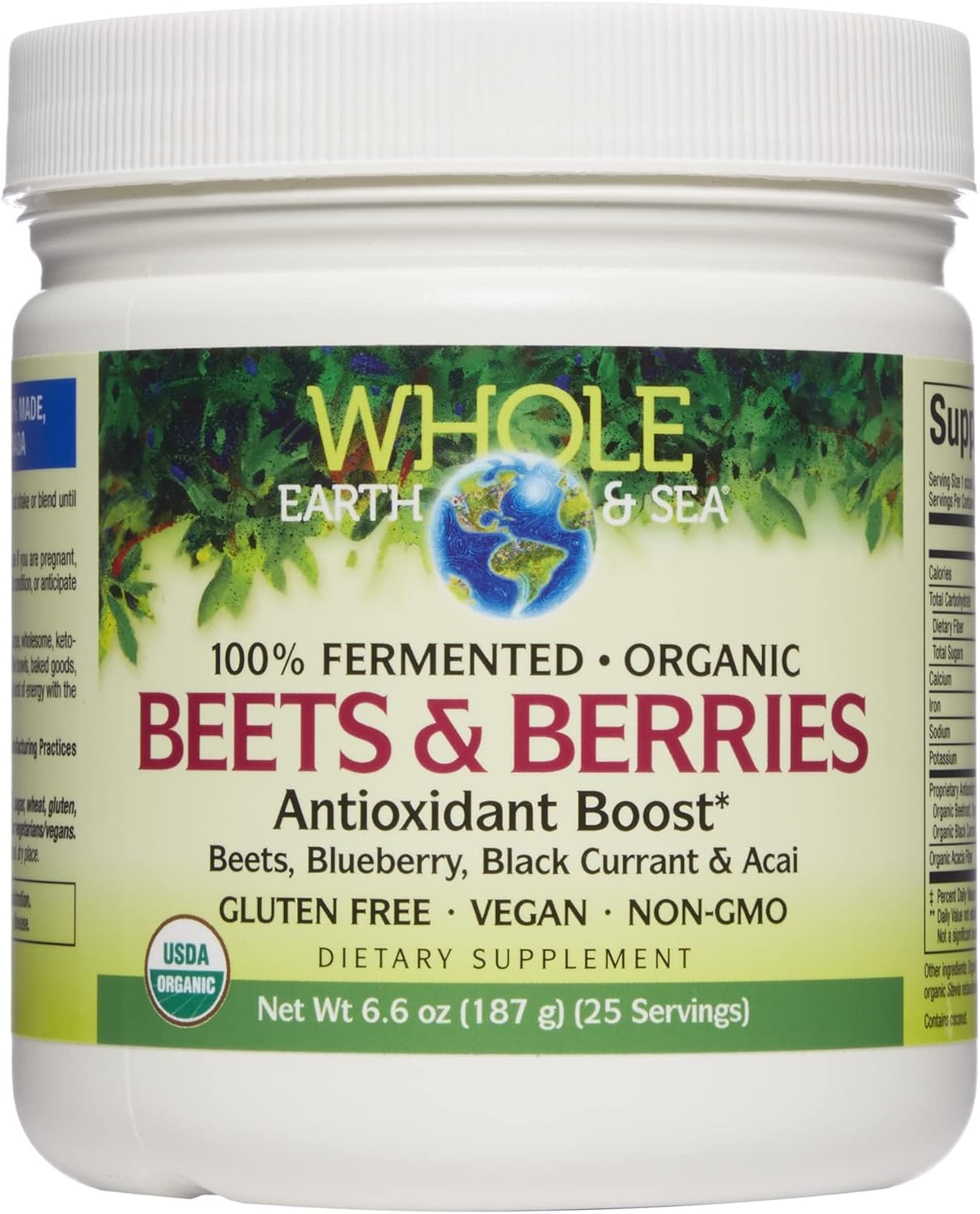 Natural Factors Whole Earth & Sea Beets & Berries Antioxidant Boost Powder - Acai, Beets, & More, 6.6 oz