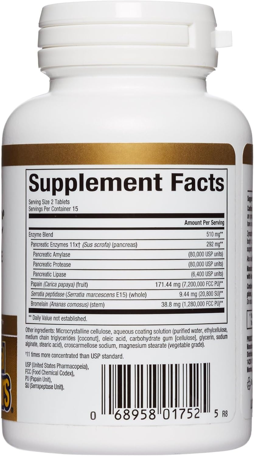 Natural Factors Zymactive Double Strength Enzyme Tablets for Muscle and Joint Health - Gluten Free, Non-GMO, 30 Enteric Coated Tablets