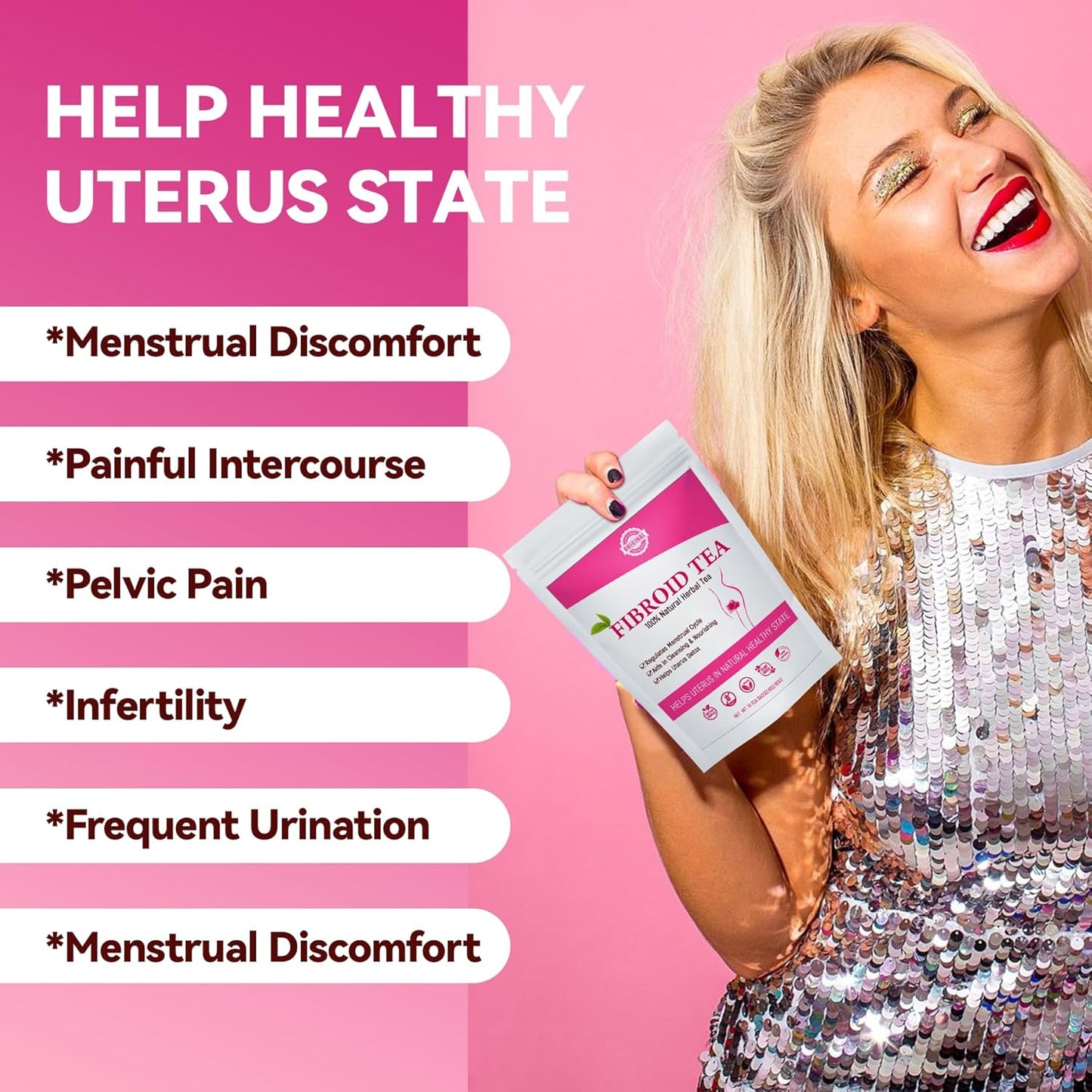 Natural Fertility Tea for Women - Shrink Fibroids, Ovarian Cysts, Balance Hormones - 10 Teabags