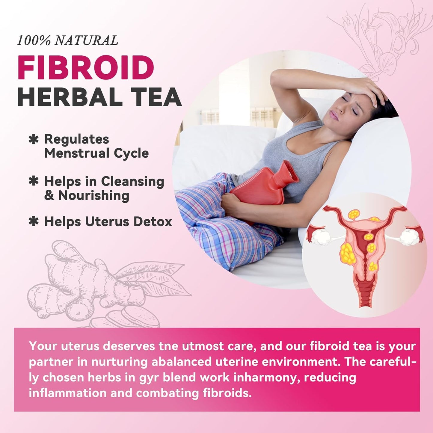 Natural Fertility Tea for Women - Shrink Fibroids, Ovarian Cysts, Balance Hormones - 10 Teabags