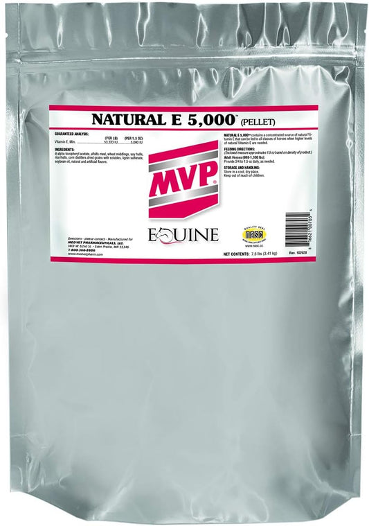 Natural Form Vitamin E Supplement for Horses - MVP Natural E 5,000 (7.5 lb) with Improved Bioavailability
