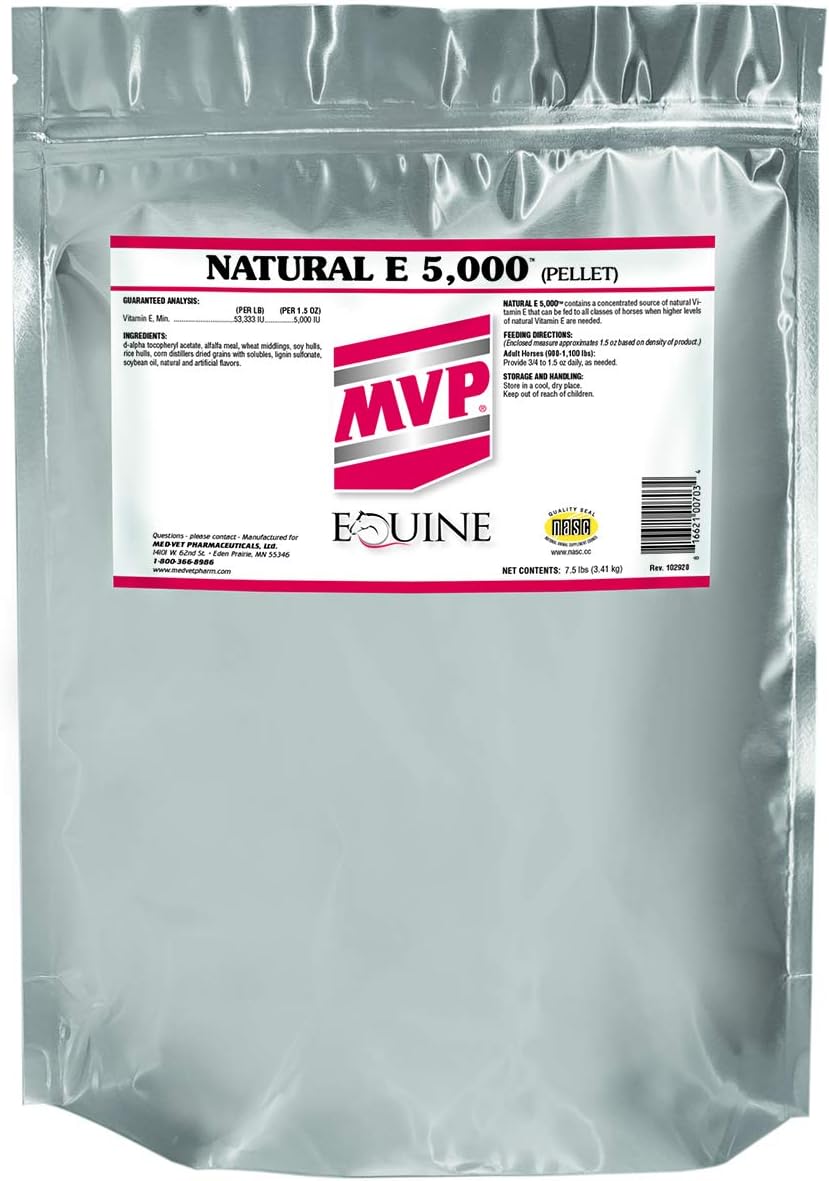 Natural Form Vitamin E Supplement for Horses - MVP Natural E 5,000 (7.5 lb) with Improved Bioavailability