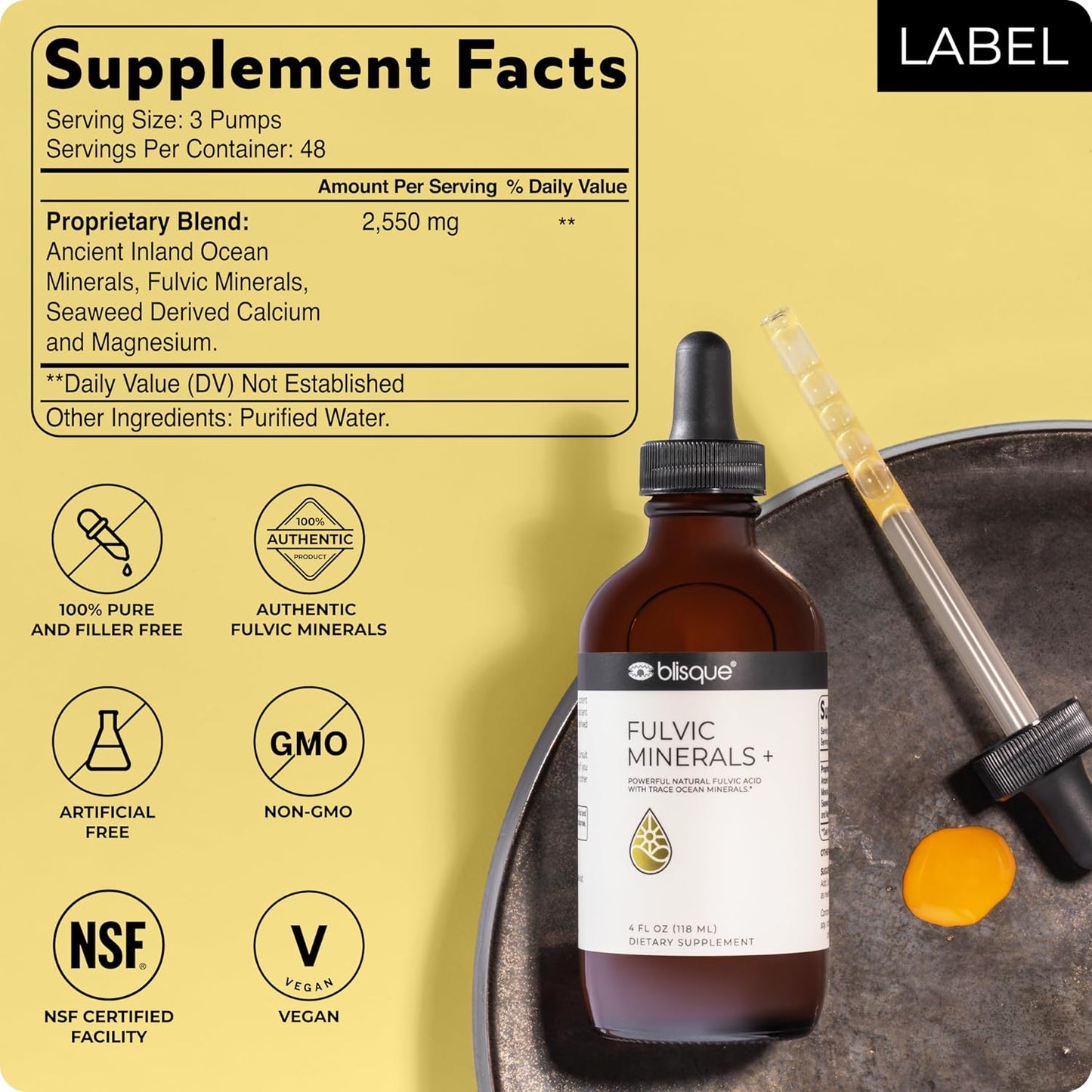 Natural Fulvic Acid and Humic Acid Trace Mineral Drops Supplement for Detox, Immune Support, and Energy - 4 Ounce