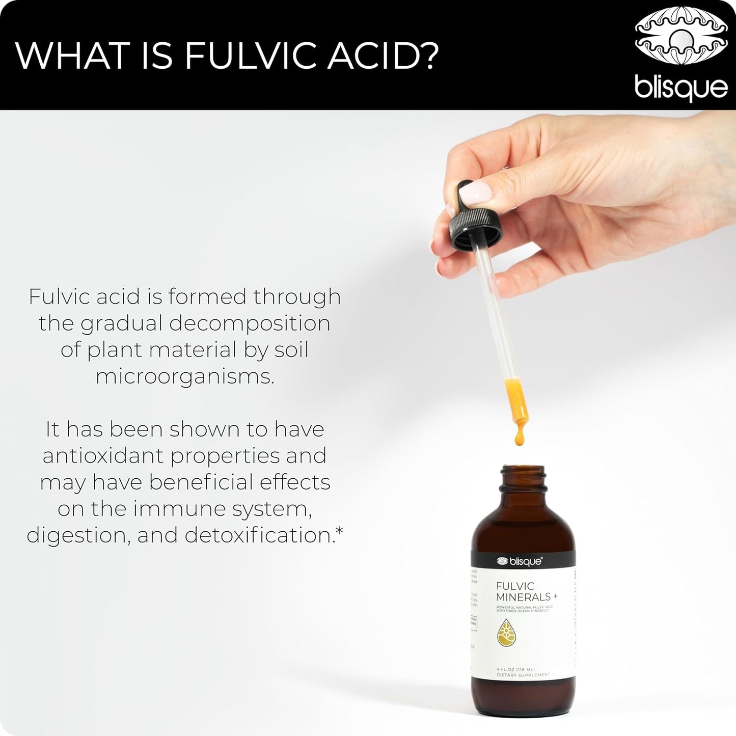 Natural Fulvic Acid and Humic Acid Trace Mineral Drops Supplement for Detox, Immune Support, and Energy - 4 Ounce