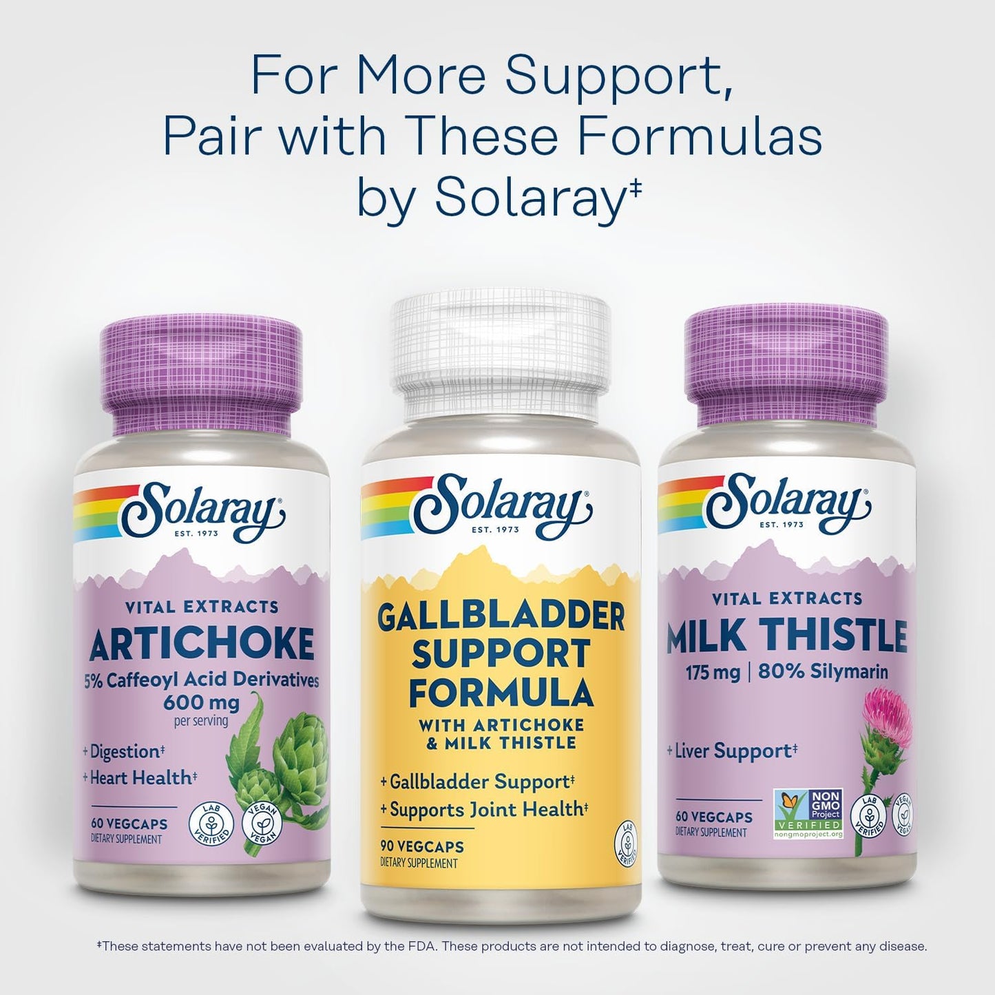 Natural Gallbladder & Liver Support Formula | Solaray | 90 VegCaps | 30 Servings