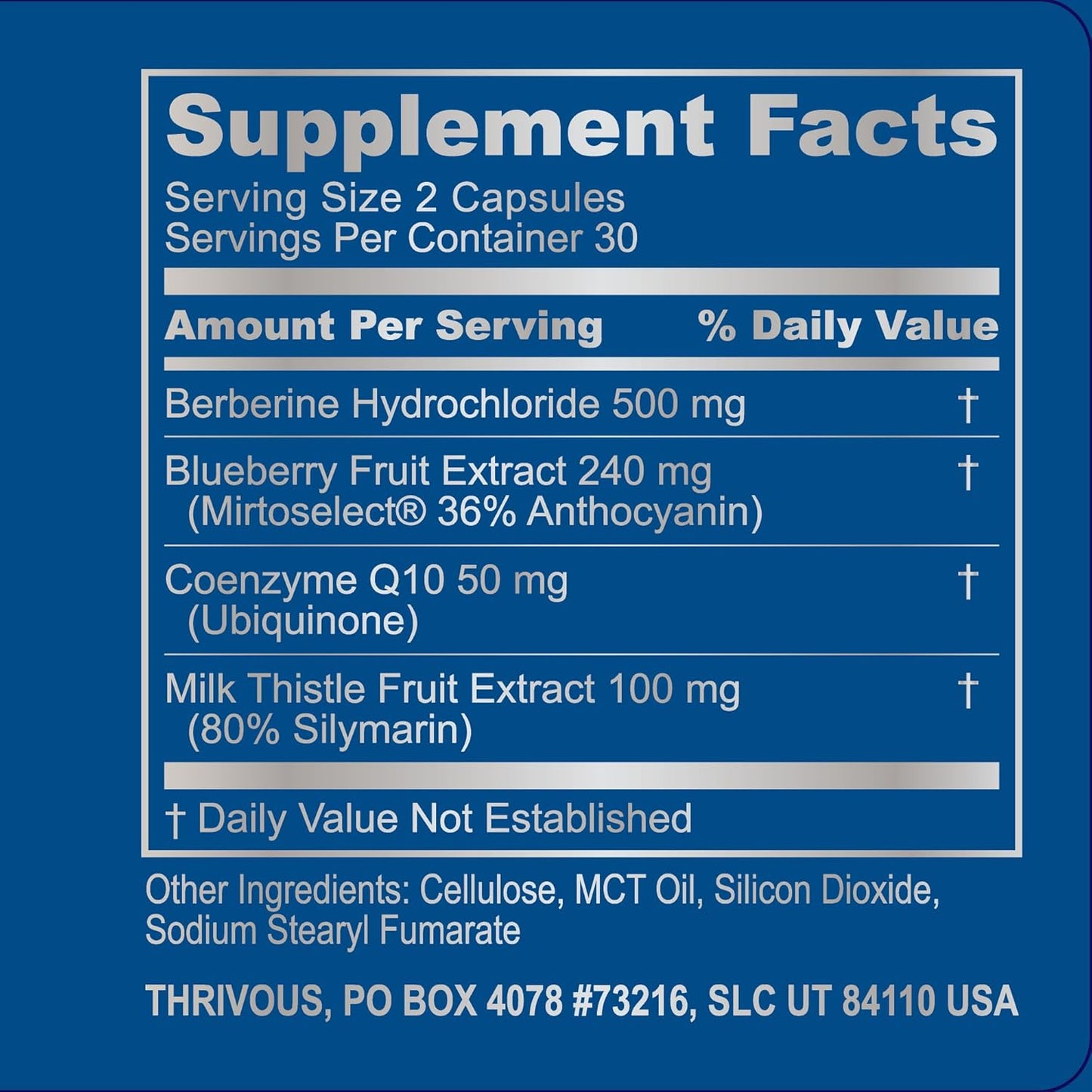 Natural Geroprotector with Berberine, Milk Thistle, CoQ10 - Enhance Cell & DNA Function for Better Aging - 60 Capsules by Thrivous Vitality