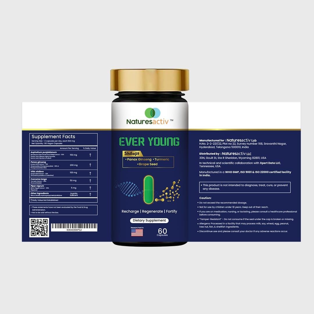 Natural Ginseng Anti-Aging Supplement - 60 Capsules by Naturesactiv