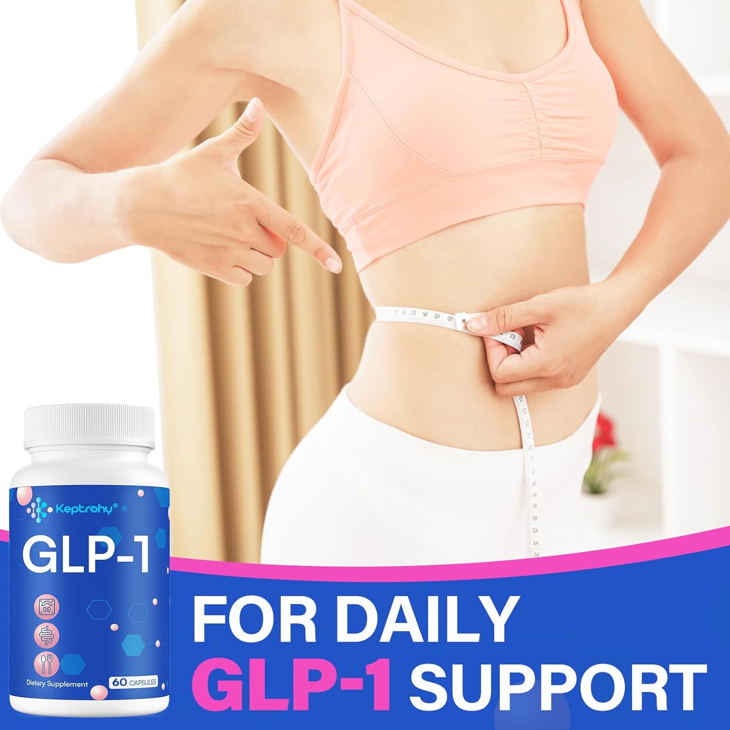 Natural GLP-1 Support Supplement for Men & Women - Boost GLP-1 Levels with Synbiotics & Hops Extract - 1 Bottle