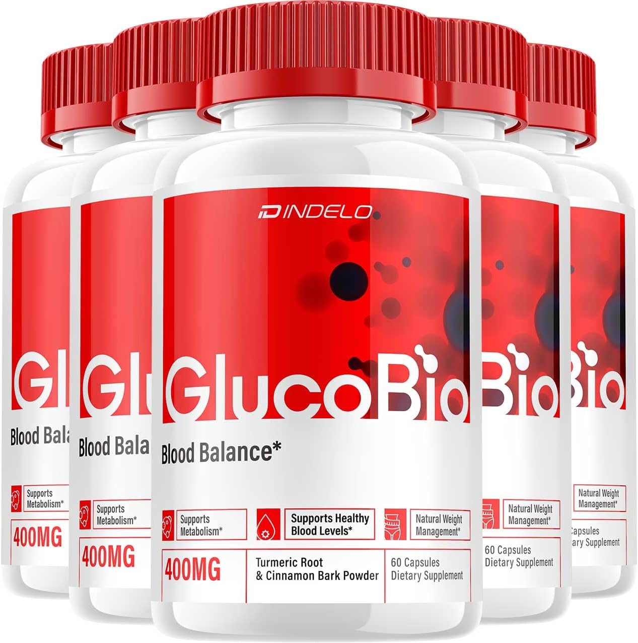 Natural GlucoBio Advanced Vitamin Capsules for Healthy Glucose Levels - Maximum Strength Daily Supplement (5 Pack - 300 Capsules)