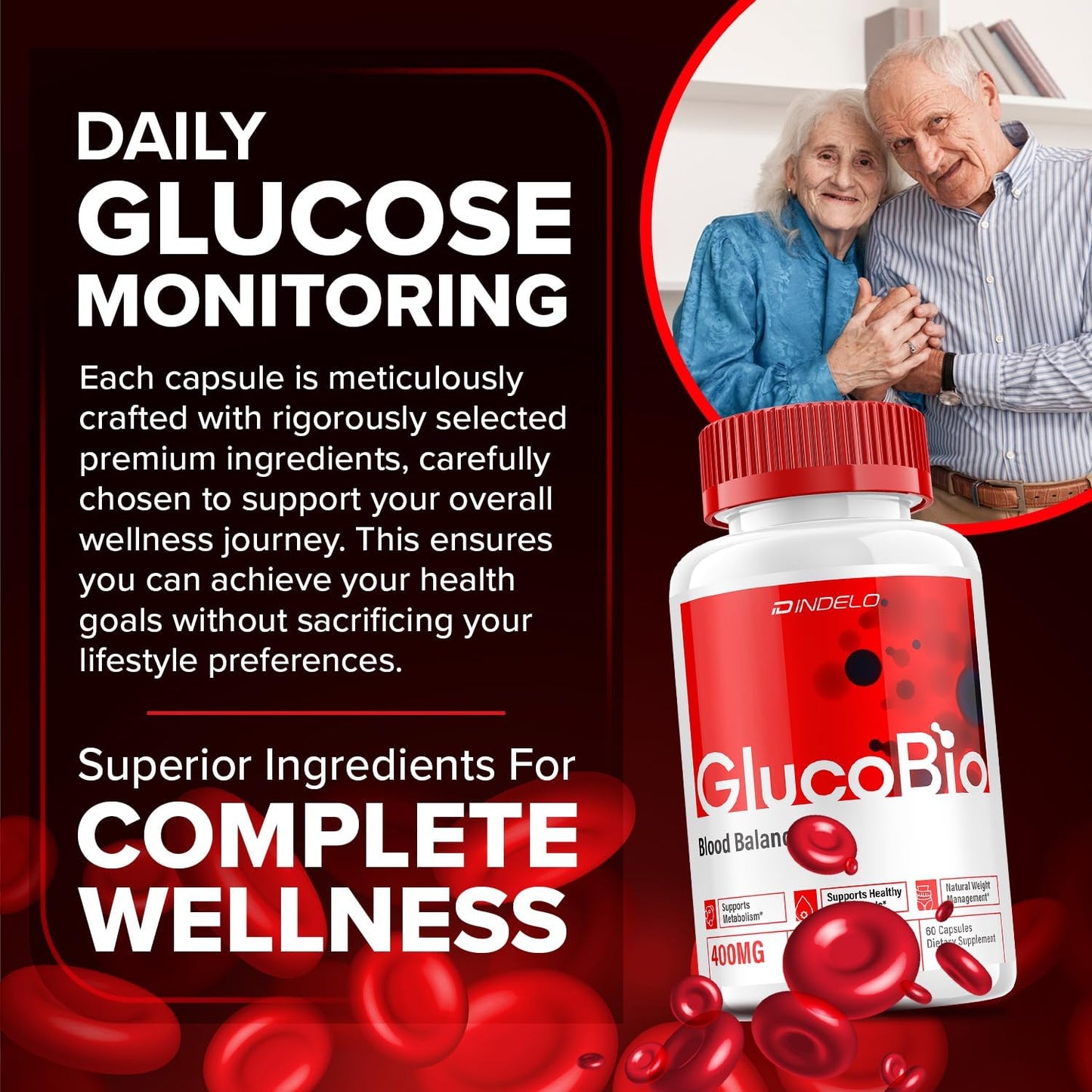 Natural GlucoBio Advanced Vitamin Capsules for Healthy Glucose Levels - Maximum Strength Daily Supplement (5 Pack - 300 Capsules)