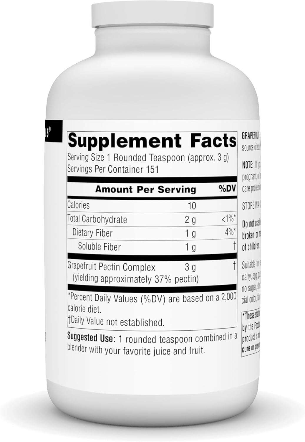 Natural Grapefruit Pectin Powder - High Soluble Fiber Dietary Supplement 16 oz - Source Naturals