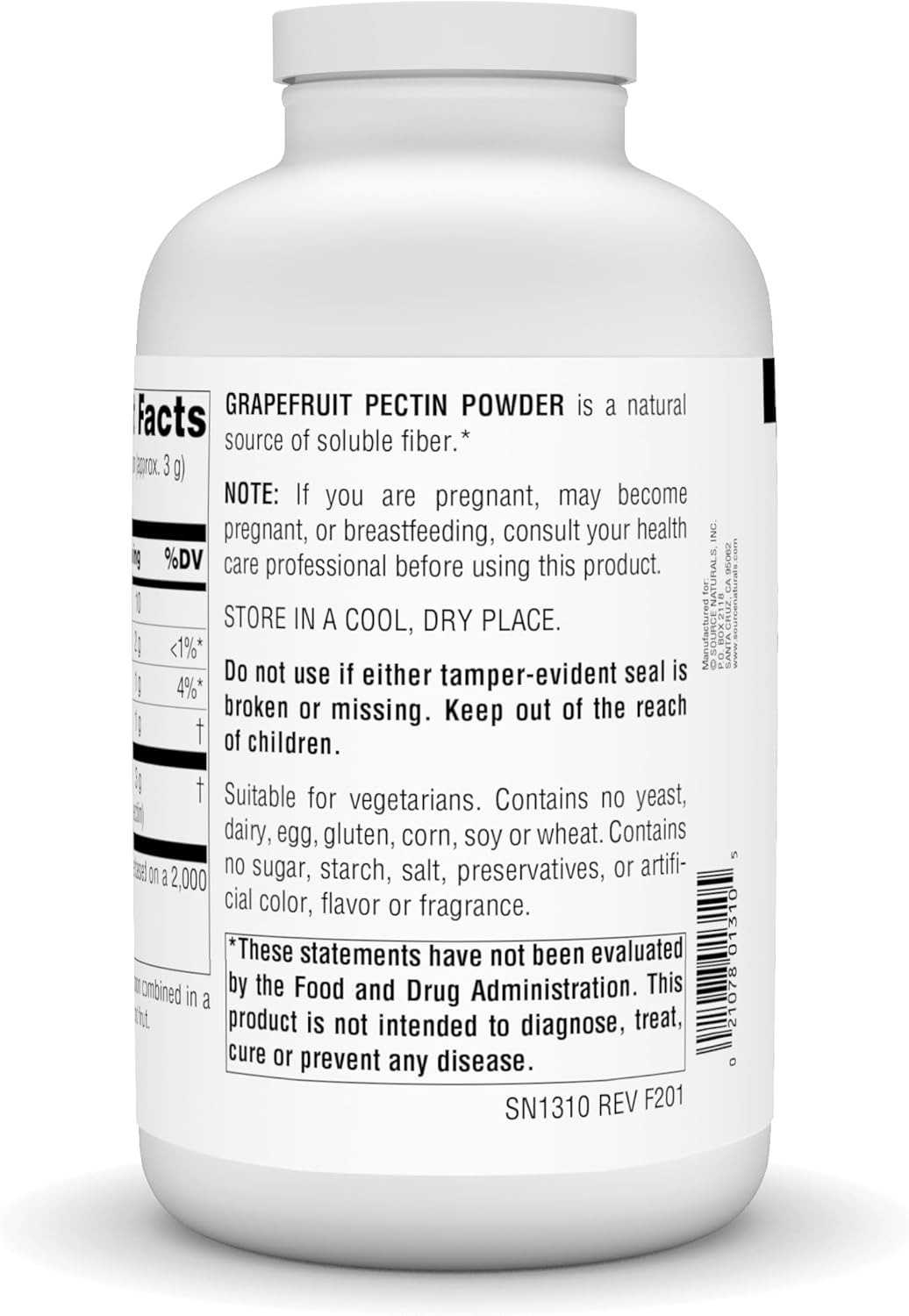 Natural Grapefruit Pectin Powder - High Soluble Fiber Dietary Supplement 16 oz - Source Naturals