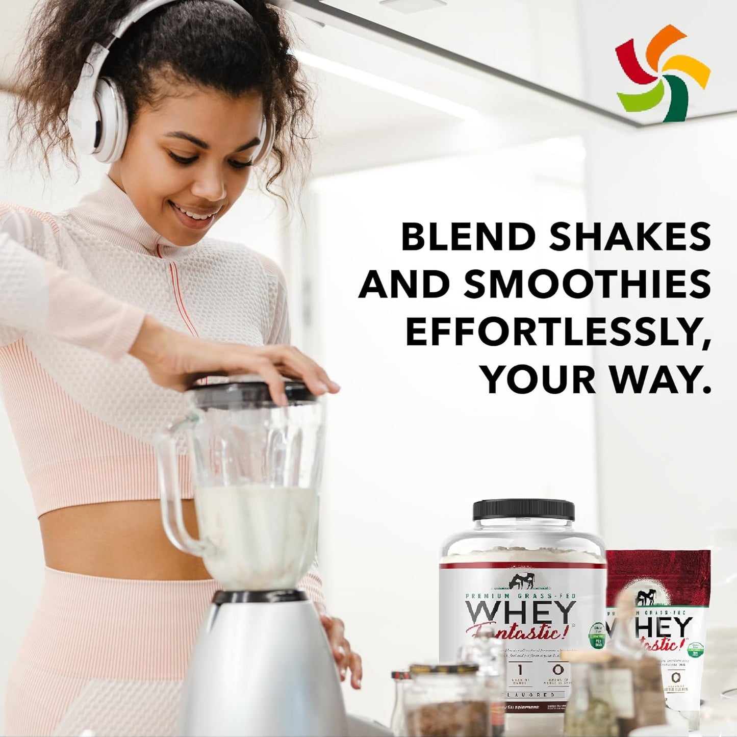 Natural Grass-Fed Whey Protein Powder - 3-Whey Blend, Unflavored, 25g Protein per Serving - 5lb - 75 Servings