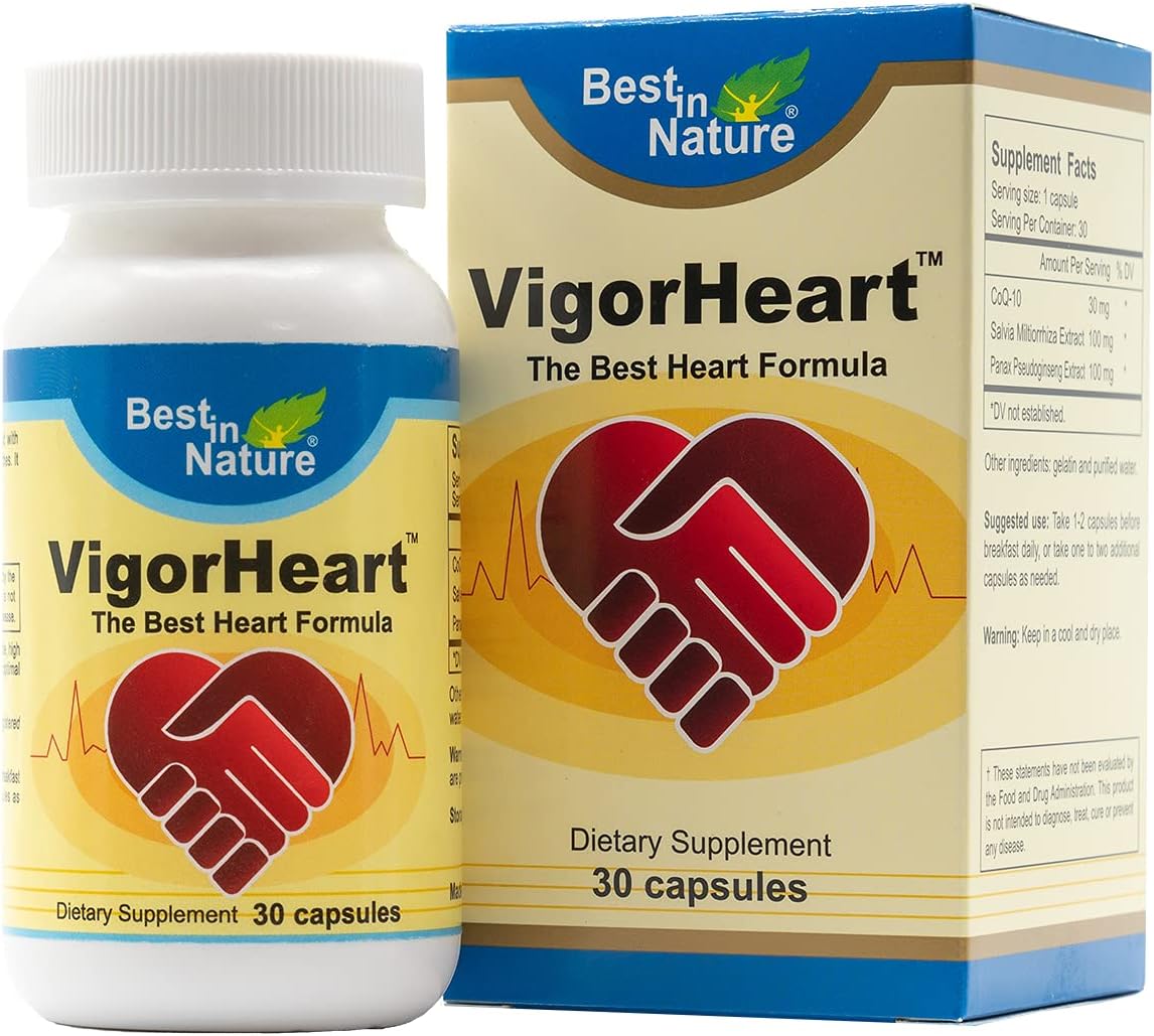 Natural Heart Health Supplement with Coq 10, Salvia Miltiorrhiza, and Panax Pseudoginseng - 30 Capsules
