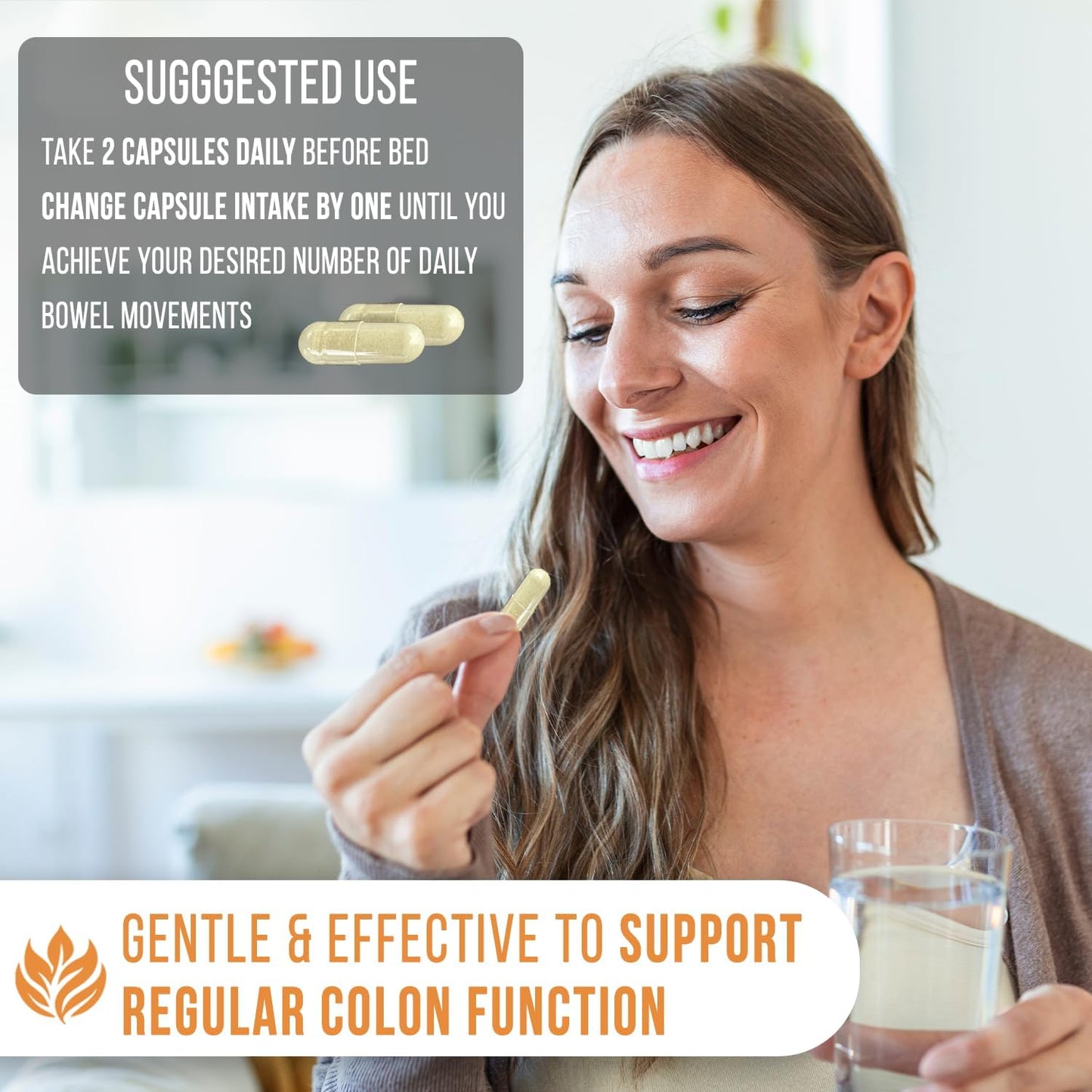 Natural Herb Blend Gentle Colon Cleanse Capsules for Slimming Formula and Digestive Health - 60 ct Made in USA