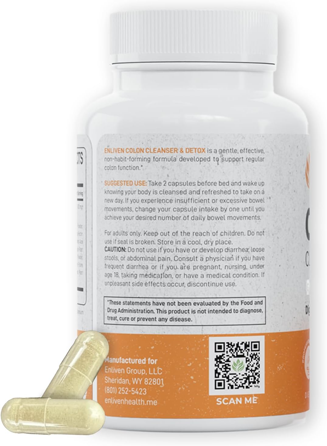 Natural Herb Blend Gentle Colon Cleanse Capsules for Slimming Formula and Digestive Health - 60 ct Made in USA