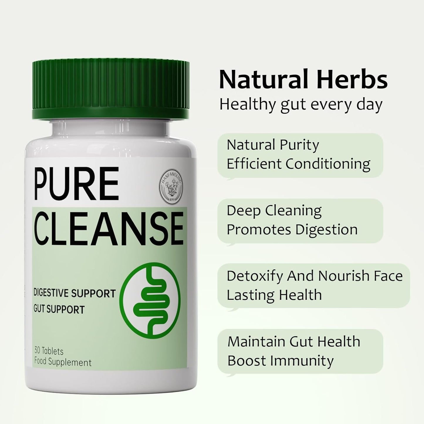 Natural Herbal Formula for Gut & Colon Detox - Cleanse, Relieve Constipation, Bloating - Digestive Support - 30 Tablets