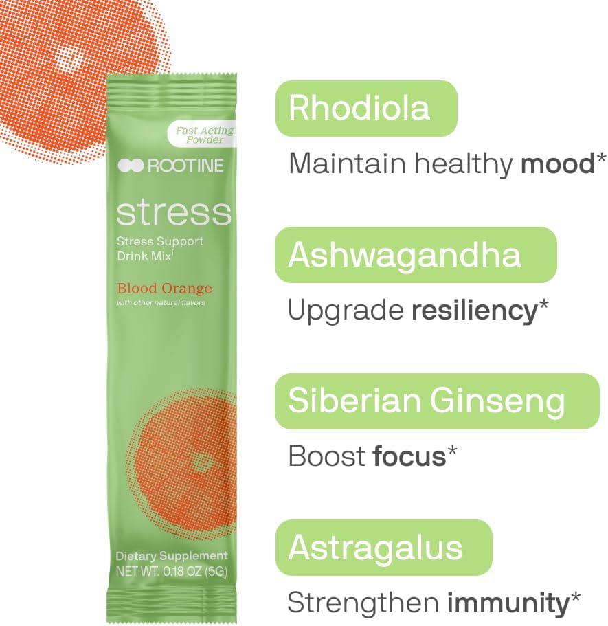 Natural Herbal Stress Support Drink Mix for Energy, Mood, & Cortisol Balance - 10 Pack