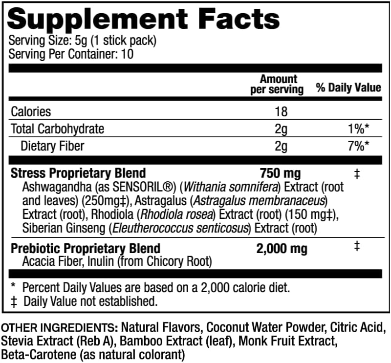 Natural Herbal Stress Support Drink Mix for Energy, Mood, & Cortisol Balance - 10 Pack