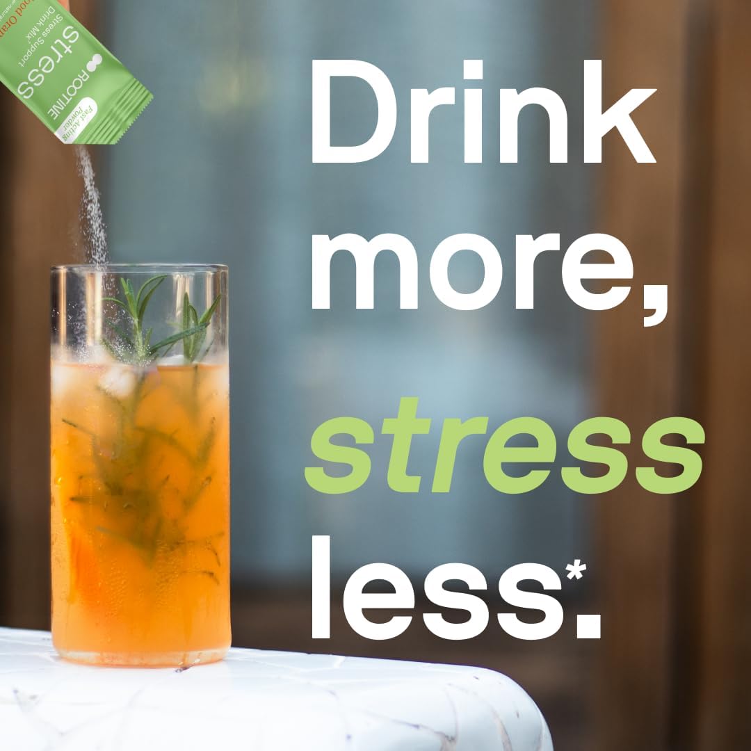 Natural Herbal Stress Support Drink Mix Supplement for Energy, Mood, & Cortisol Balance - 10 Pack