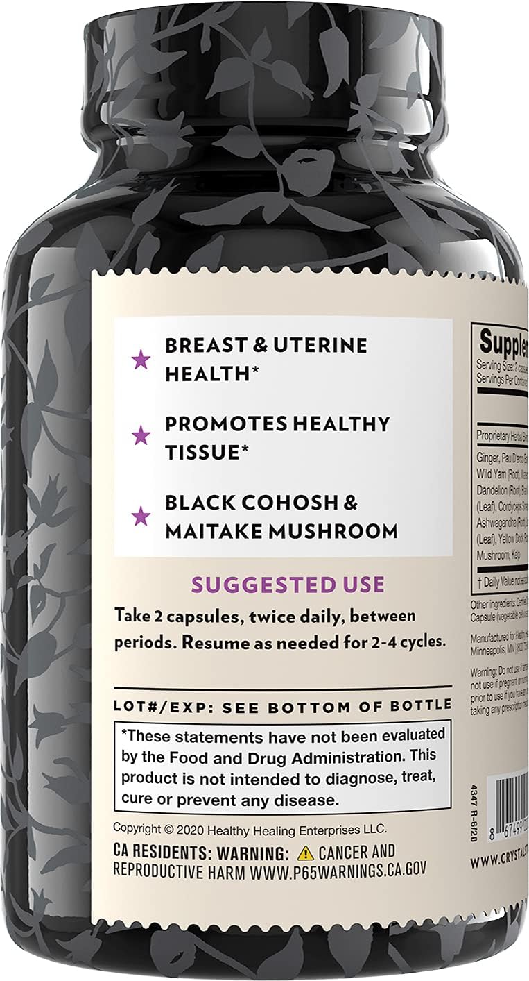 Natural Herbal Supplement for Breast & Uterine Health - Crystal Star Fibro Defense Capsules - 150 Count - Vegetarian & Non GMO Formula for Women