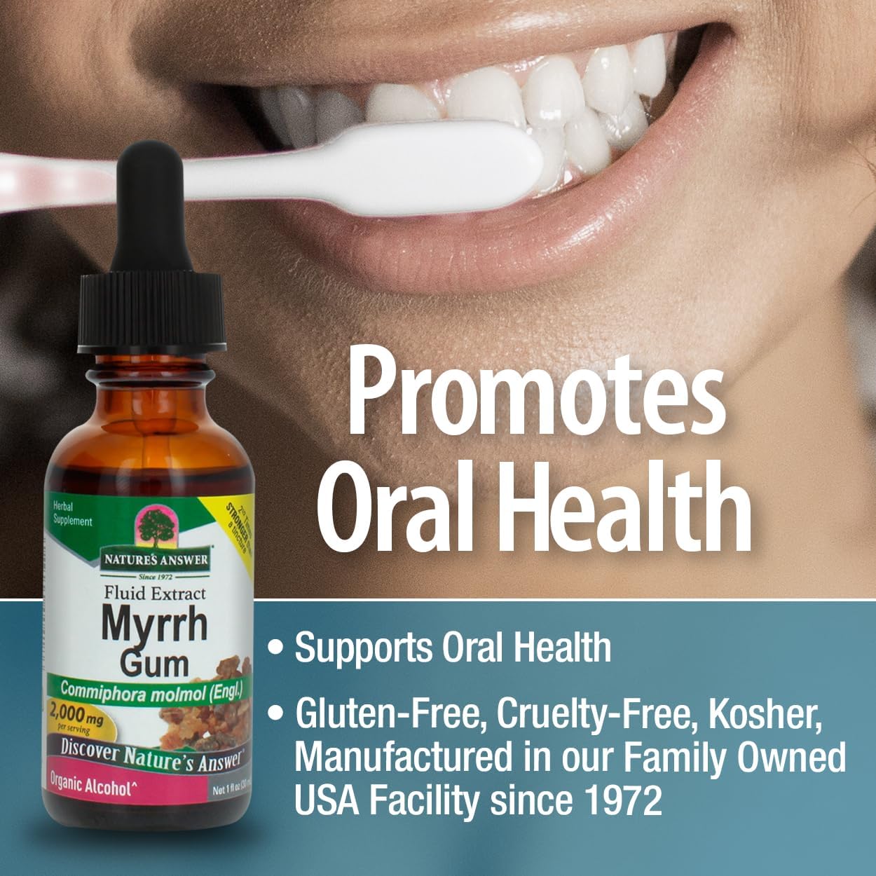 Natural Herbal Supplement: Nature's Answer Myrrh Ole Gum Resin Commiphora Molmol - 2ml (1 FL Oz) - Gluten Free - Immune Support