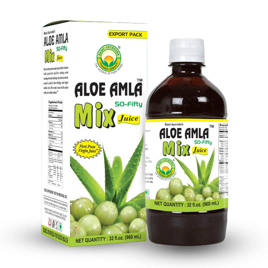 Natural Herbal Wellness: Aloe Amla 50-Fifty Juice, 32.46 Fl Oz - Immune System Support, No Sugar